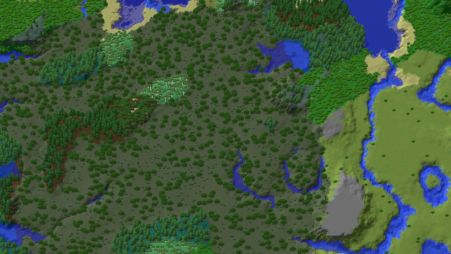 Aerial 3D overview 500 blocks SE of spawn