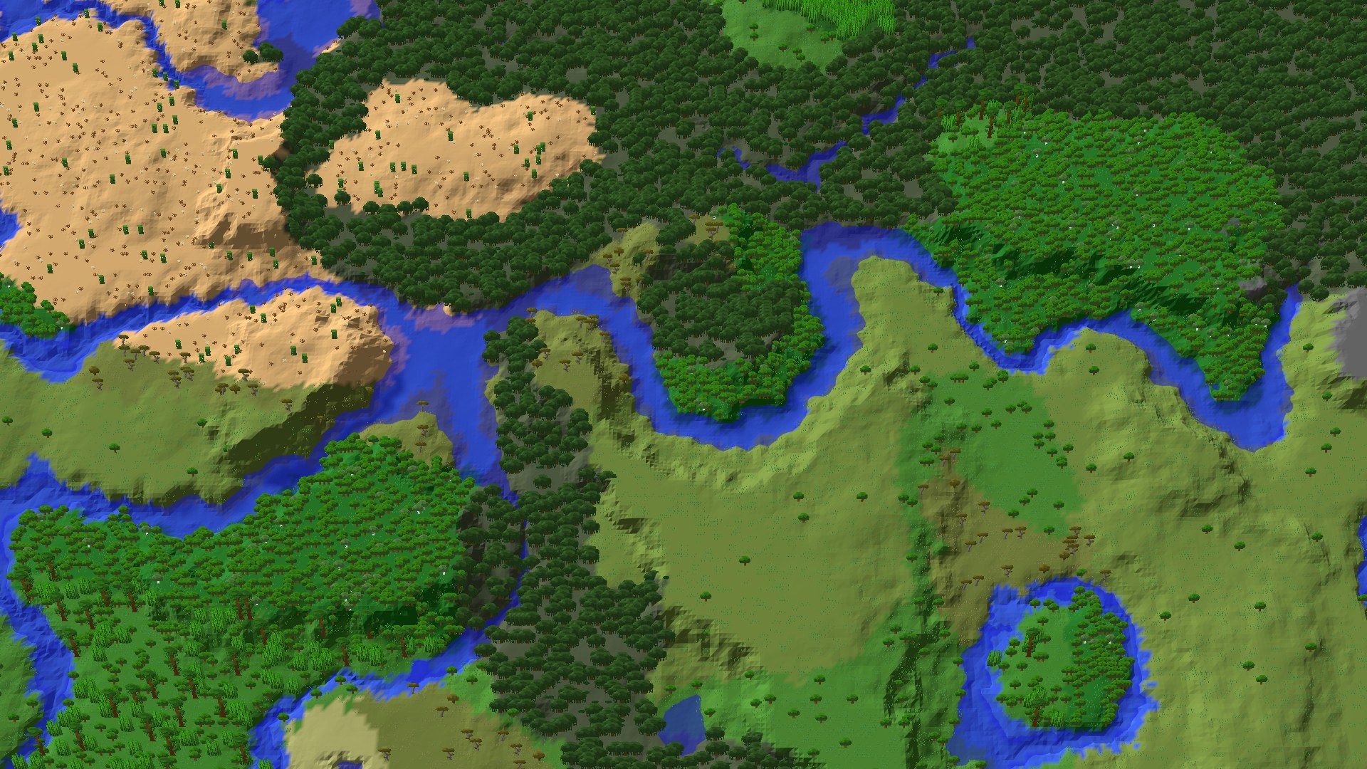 Aerial 3D overview 500 blocks SW of spawn