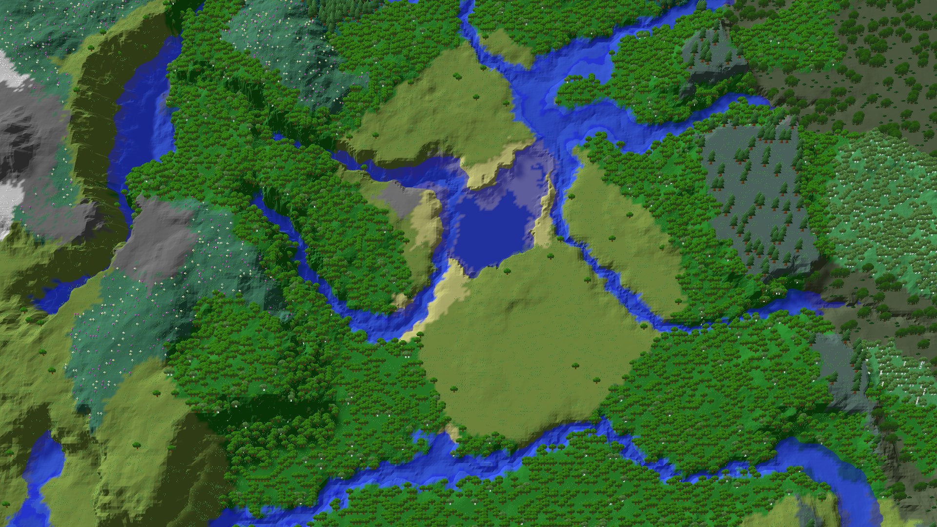 Aerial 3D overview 500 blocks NE of spawn