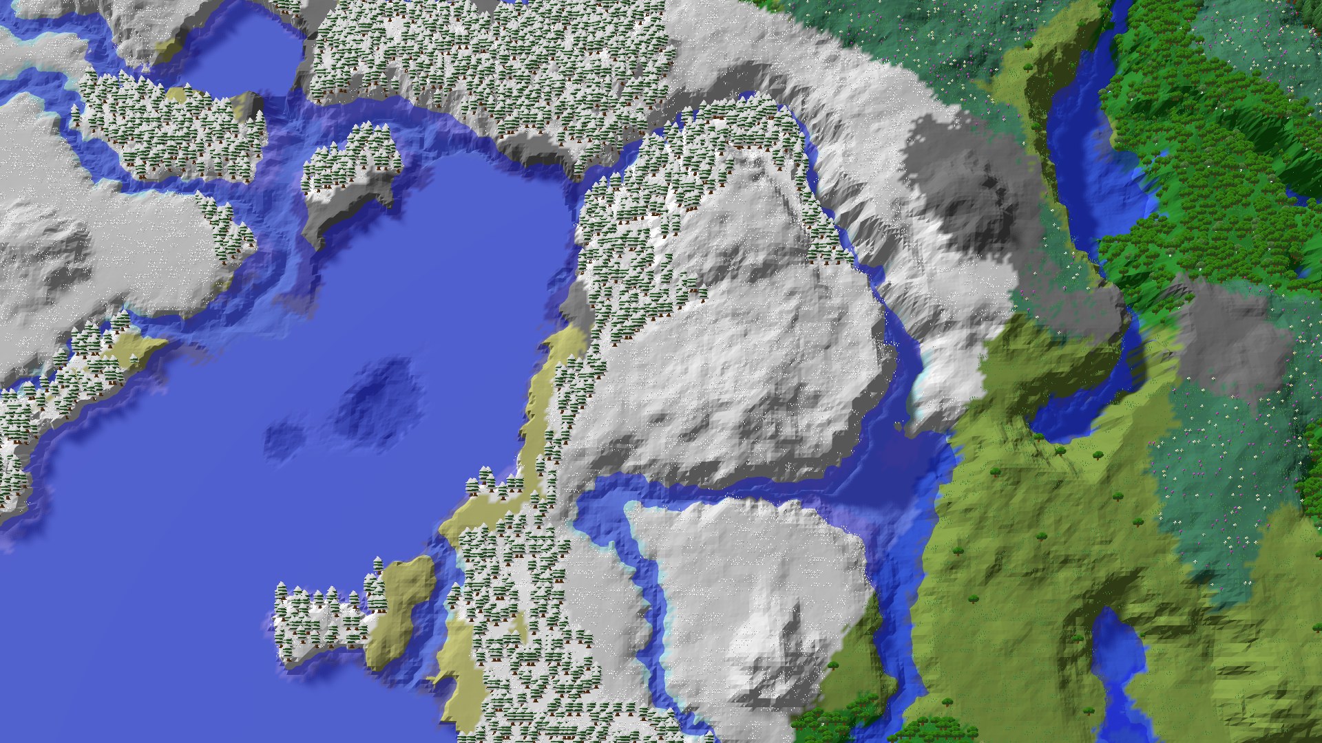 Aerial 3D overview 500 blocks NW of spawn