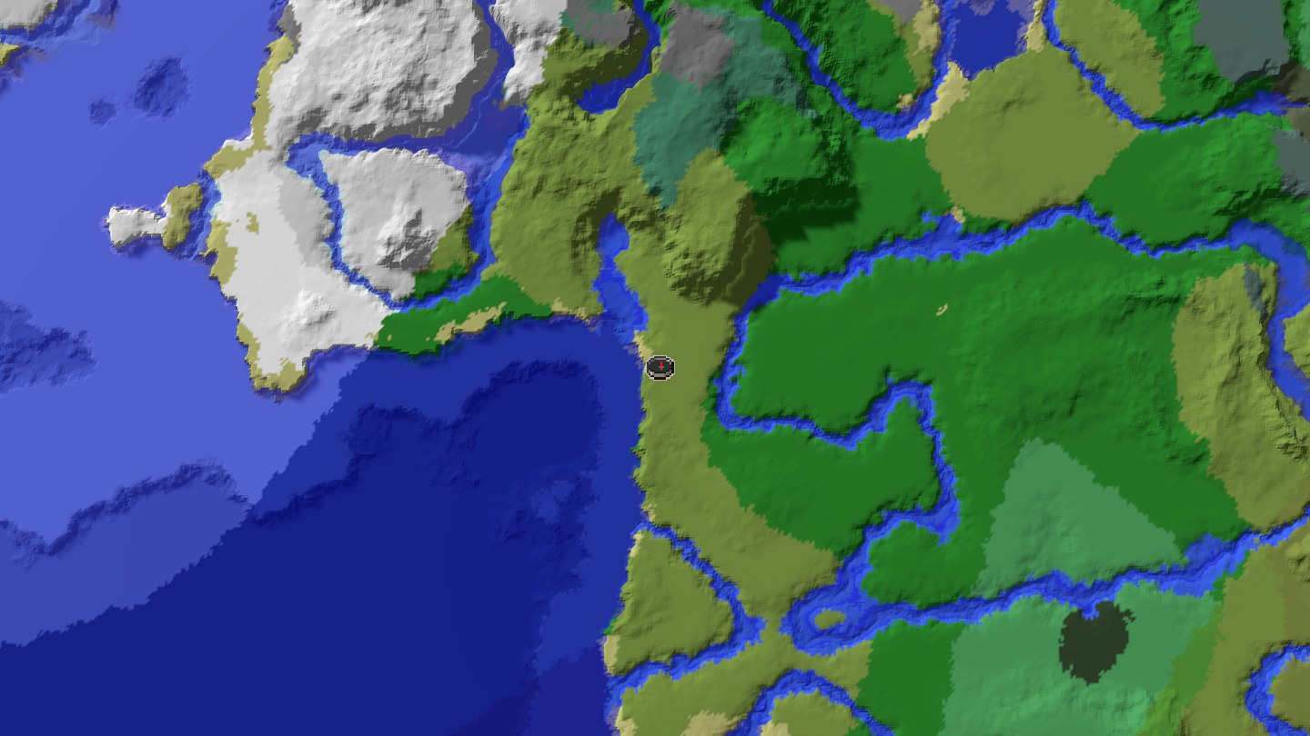 Aerial Minecraft seed map — Java 1.21 village-and-structure route seed with outpost and deep objectives [937