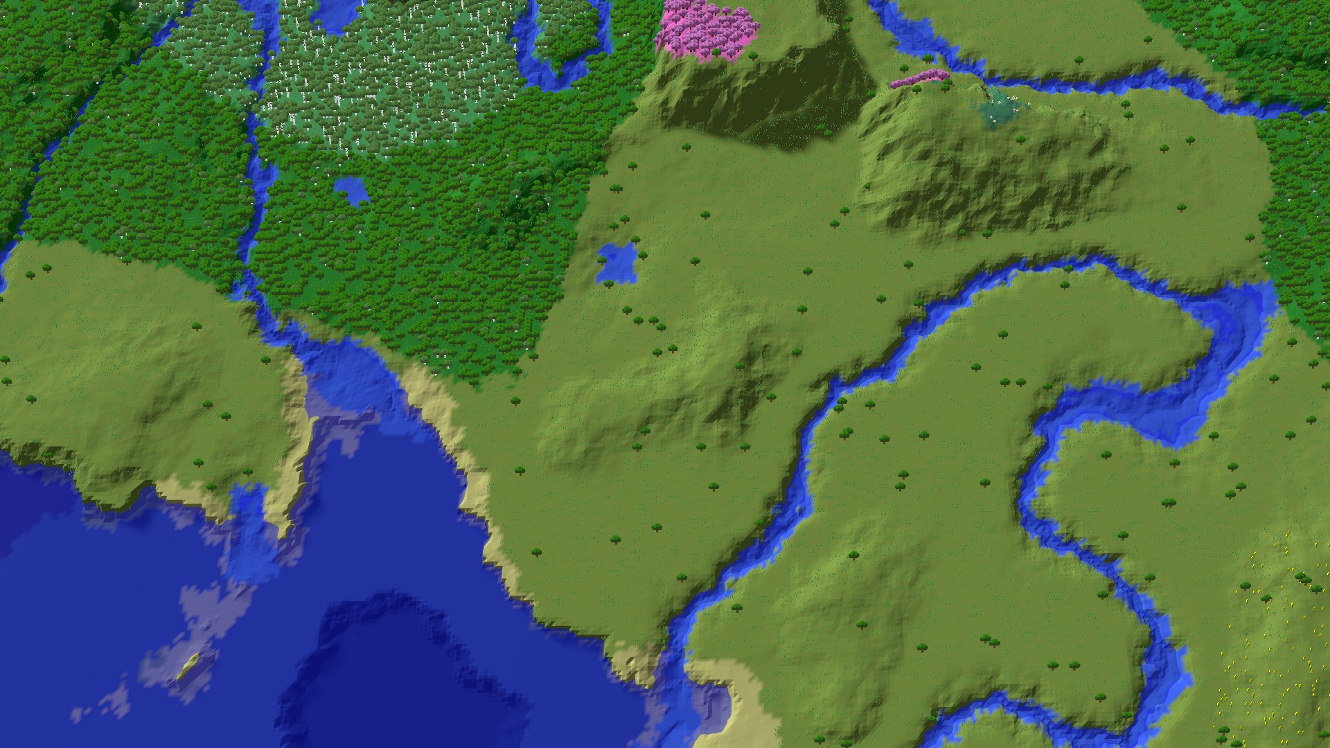 Aerial 3D overview 500 blocks NE of spawn