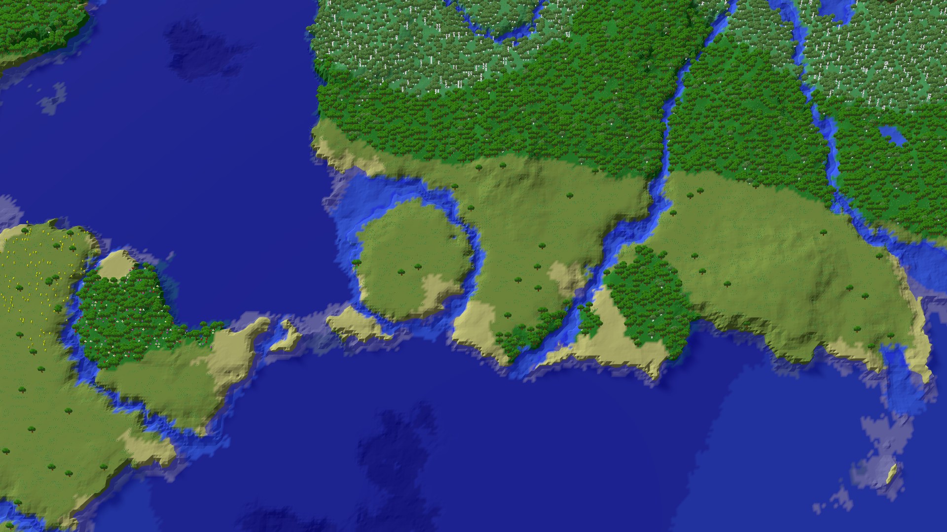 Aerial 3D overview 500 blocks NW of spawn