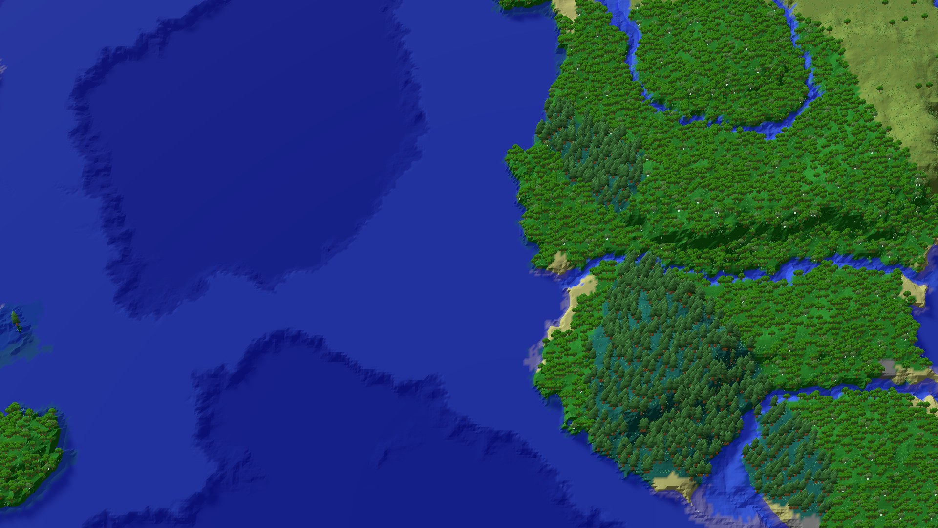 Aerial 3D overview 500 blocks SE of spawn
