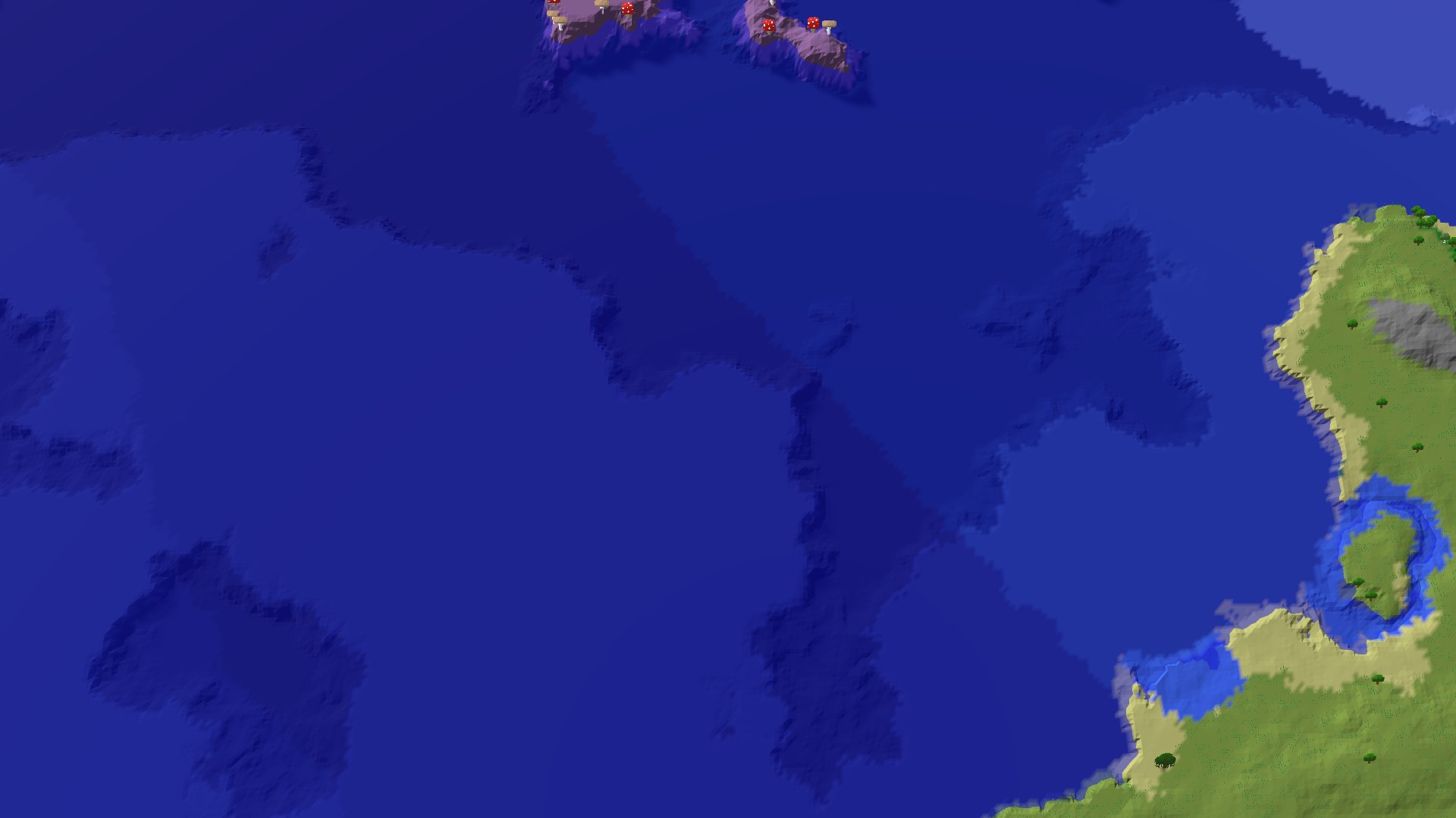 Aerial 3D overview 500 blocks SE of spawn