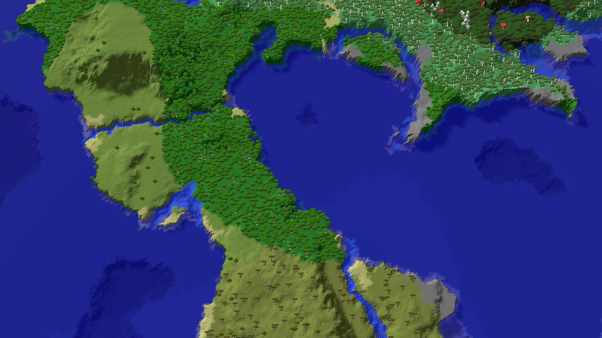 Aerial 3D overview 500 blocks NW of spawn