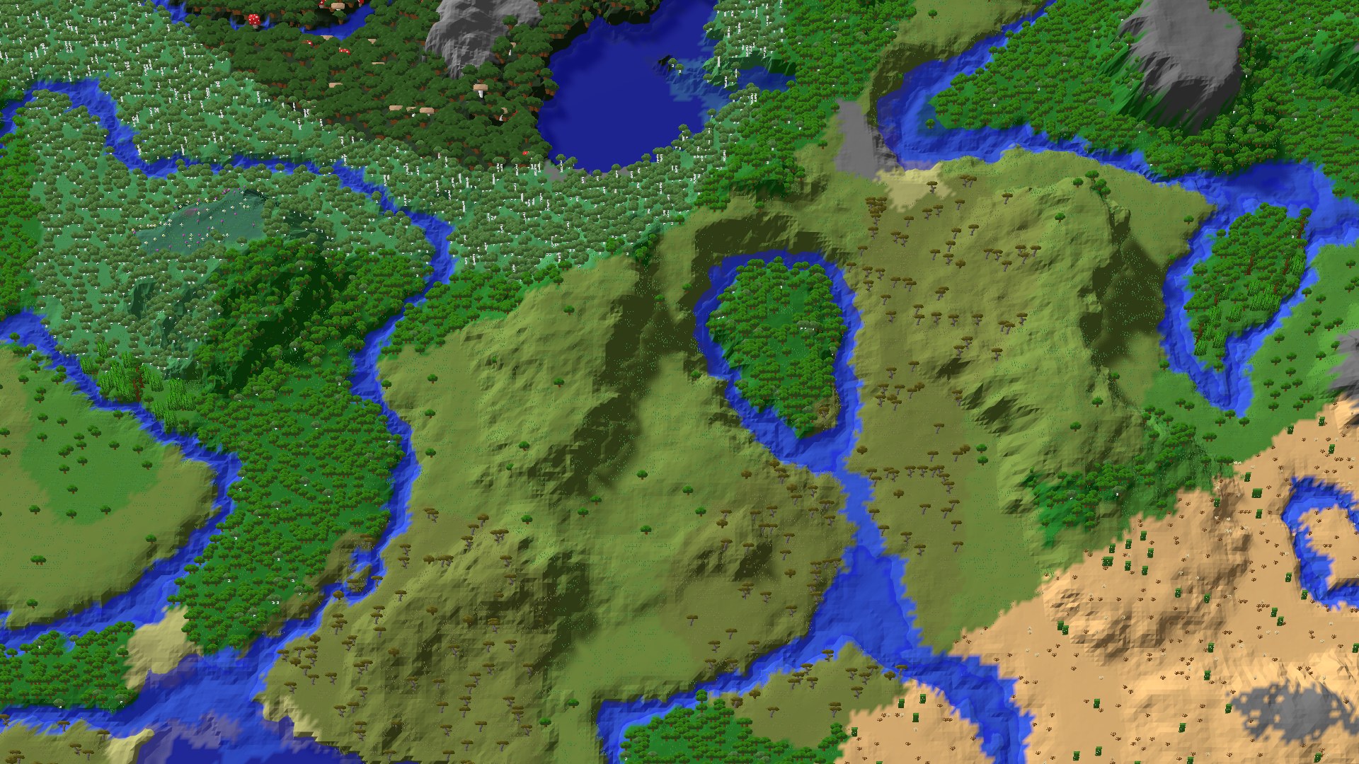 Aerial 3D overview 500 blocks NE of spawn