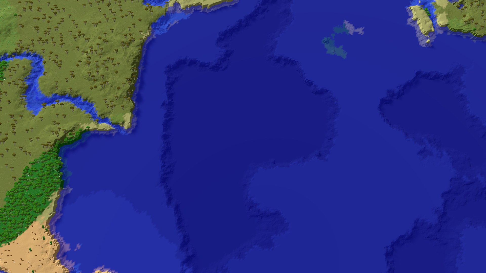 Aerial 3D overview 500 blocks SW of spawn