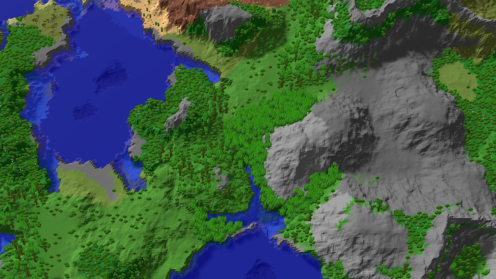 Aerial 3D overview 500 blocks NW of spawn