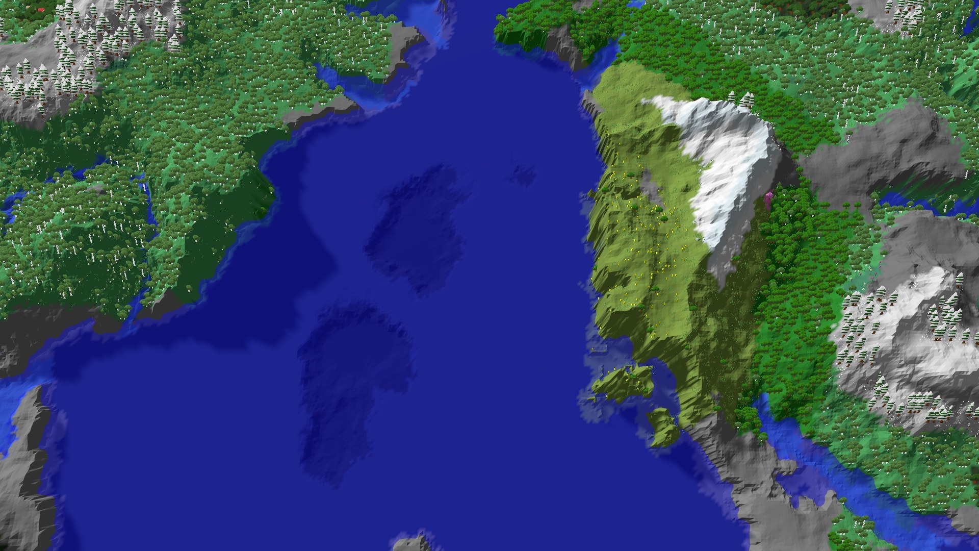 Aerial 3D overview 500 blocks SW of spawn