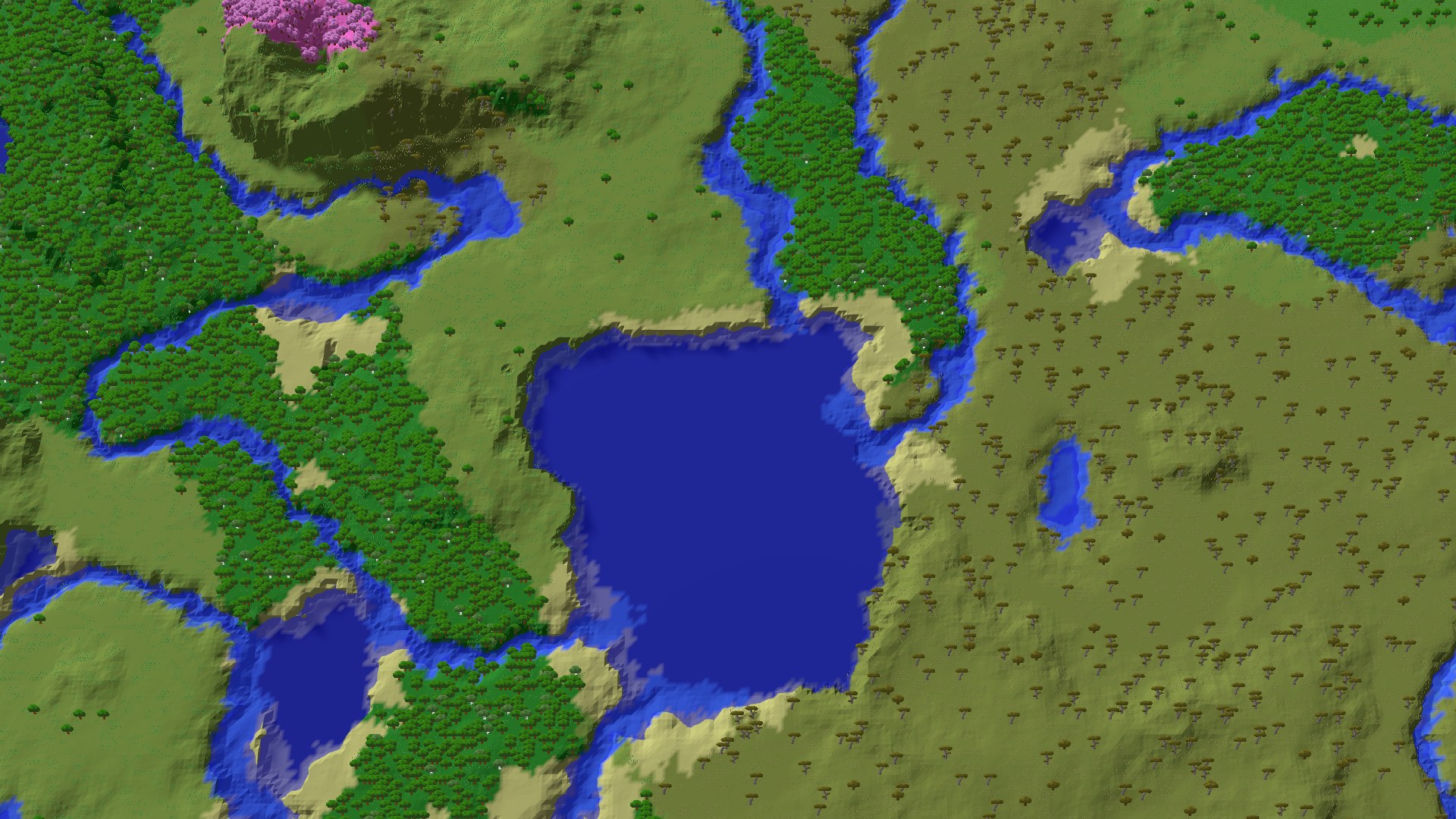 Aerial 3D overview 500 blocks SE of spawn