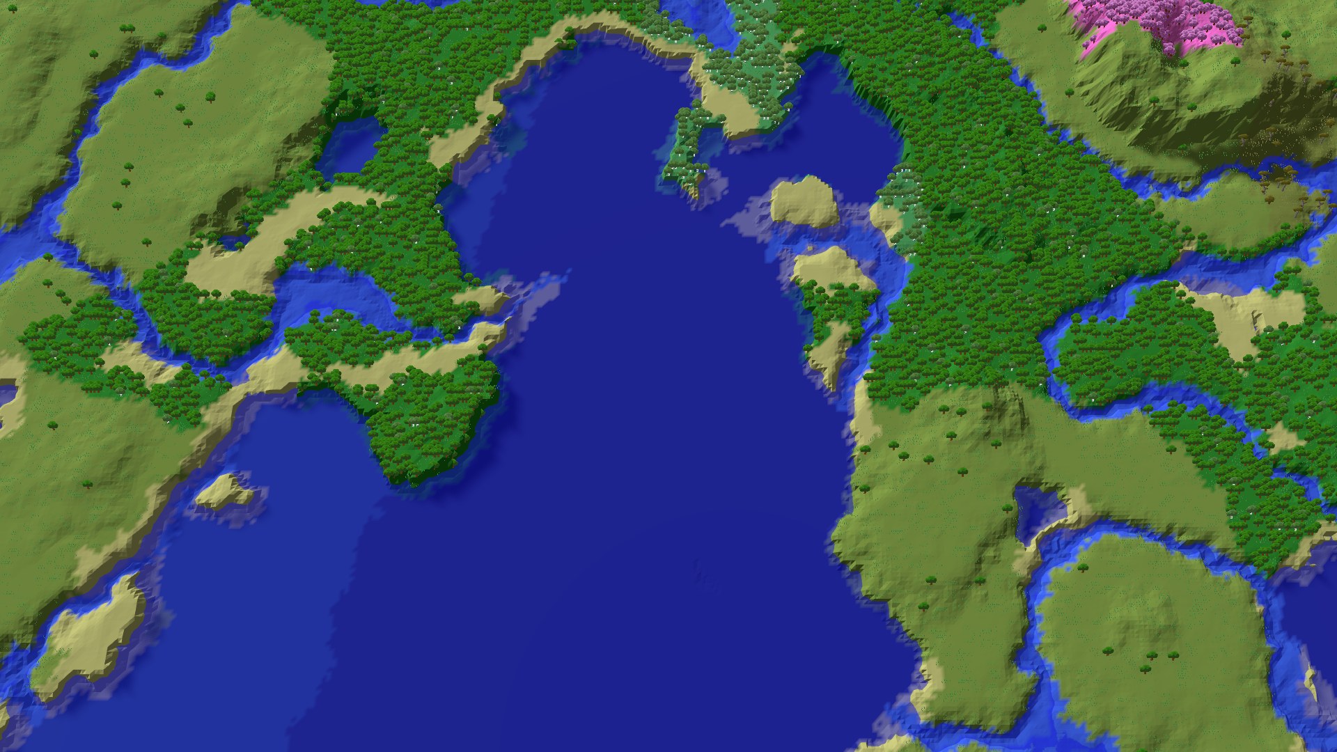 Aerial 3D overview 500 blocks SW of spawn