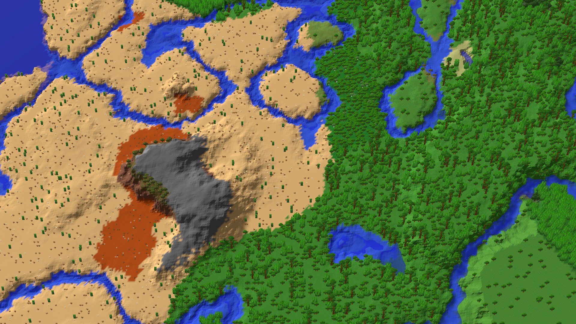 Aerial 3D overview 500 blocks NE of spawn