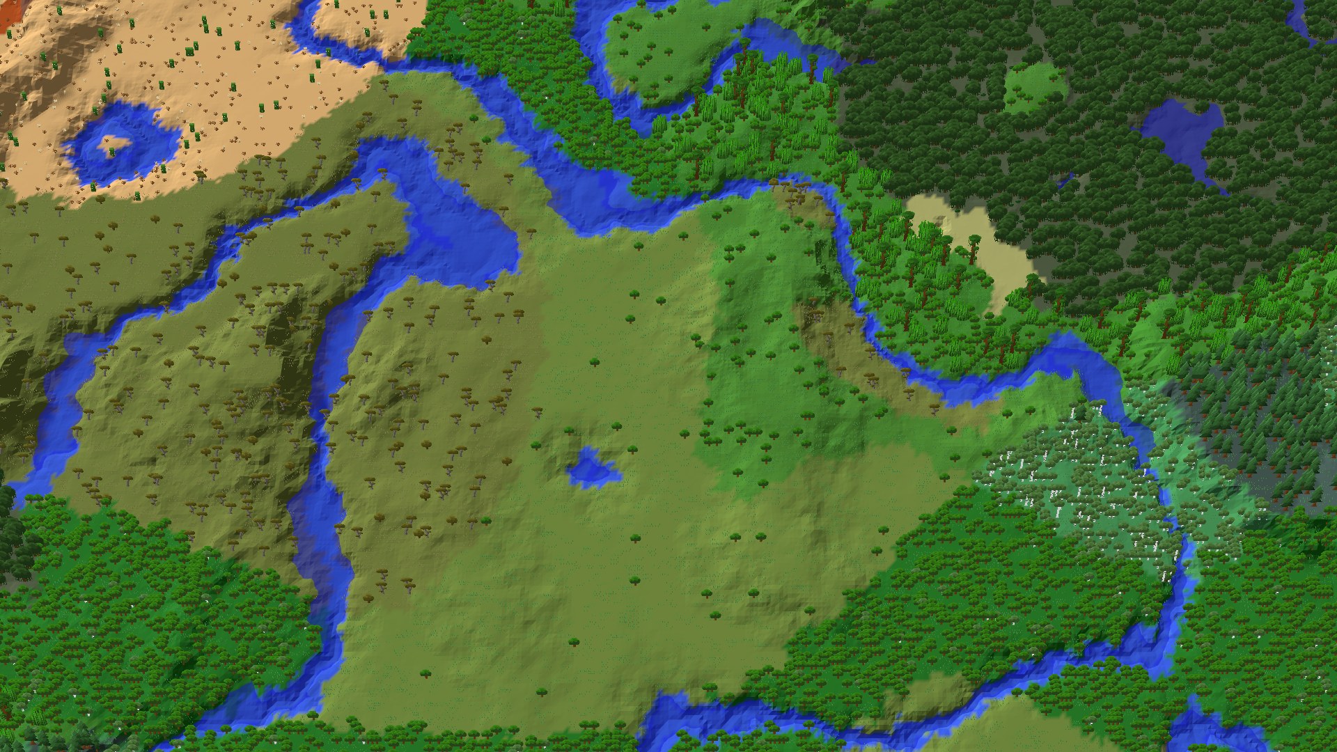 Aerial 3D overview 500 blocks SE of spawn