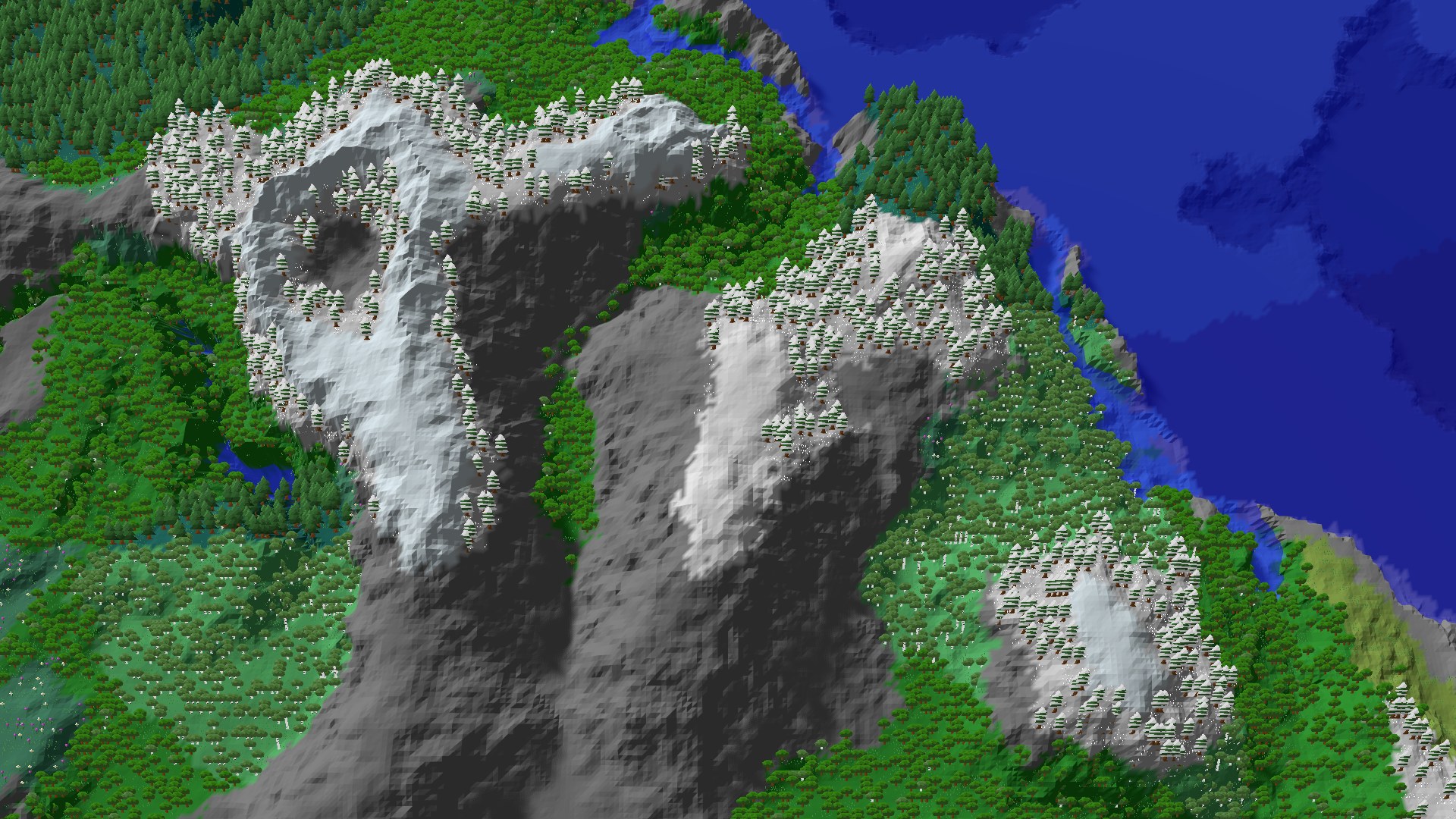 Aerial 3D overview 500 blocks NE of spawn