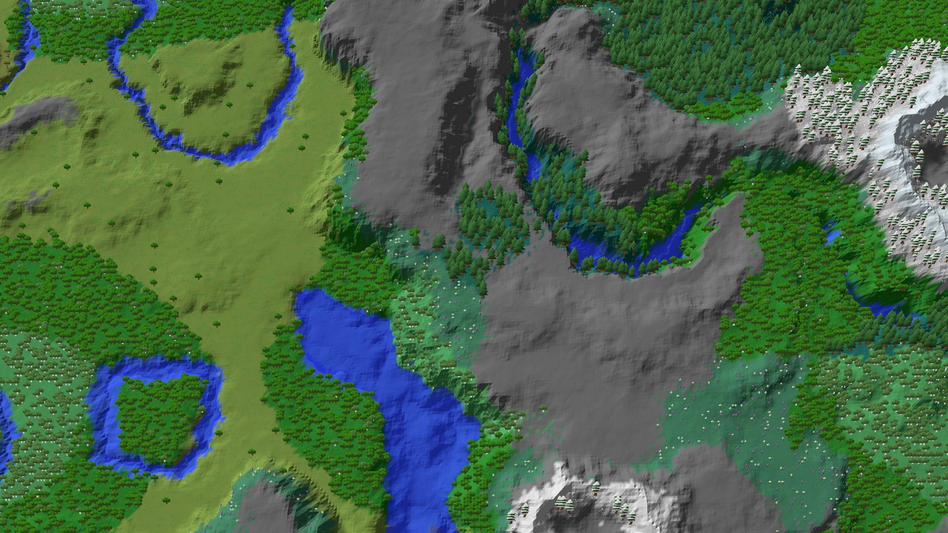 Aerial 3D overview 500 blocks NW of spawn