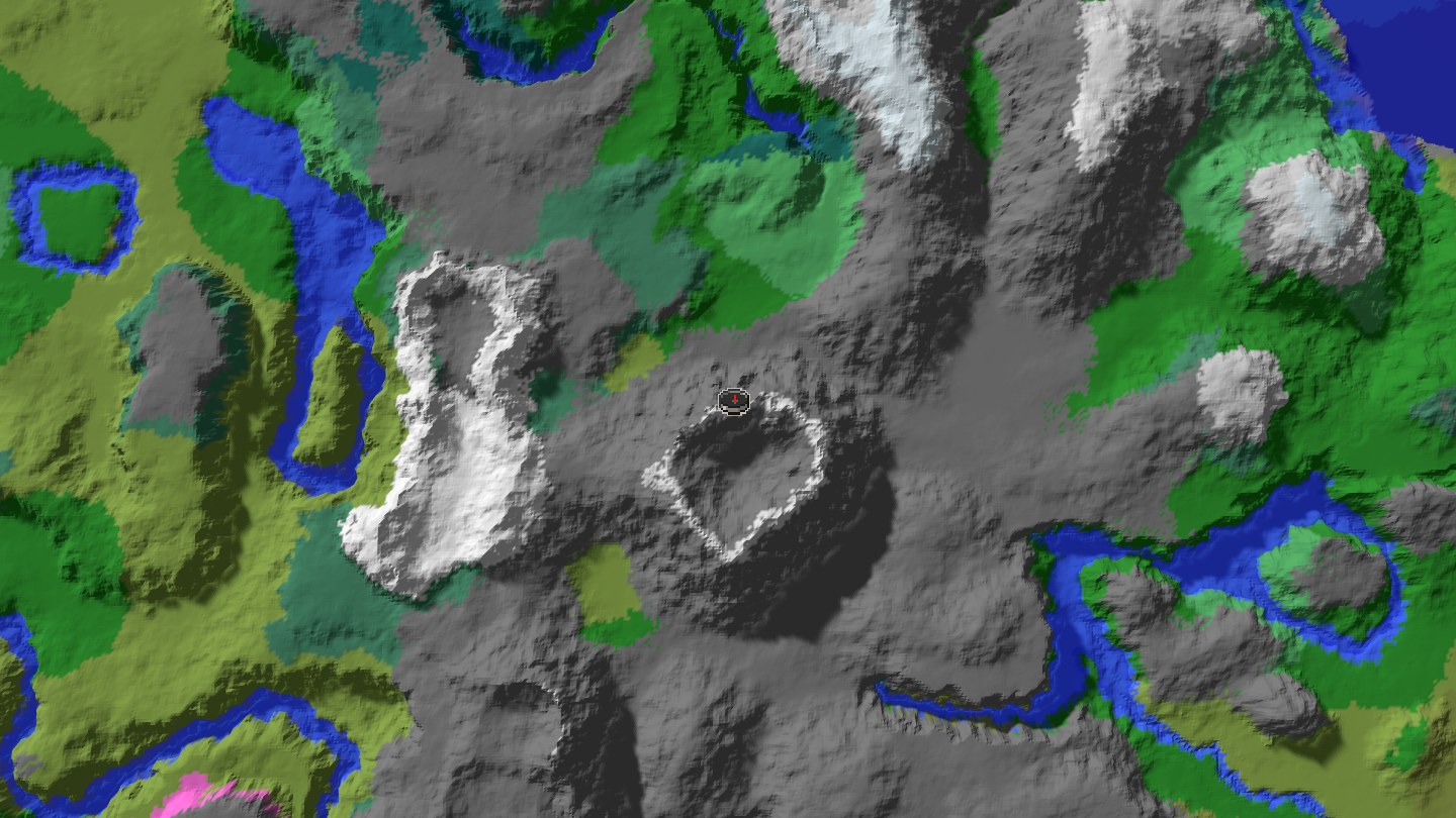 Aerial Minecraft seed map — A very sad wooded badlands :(