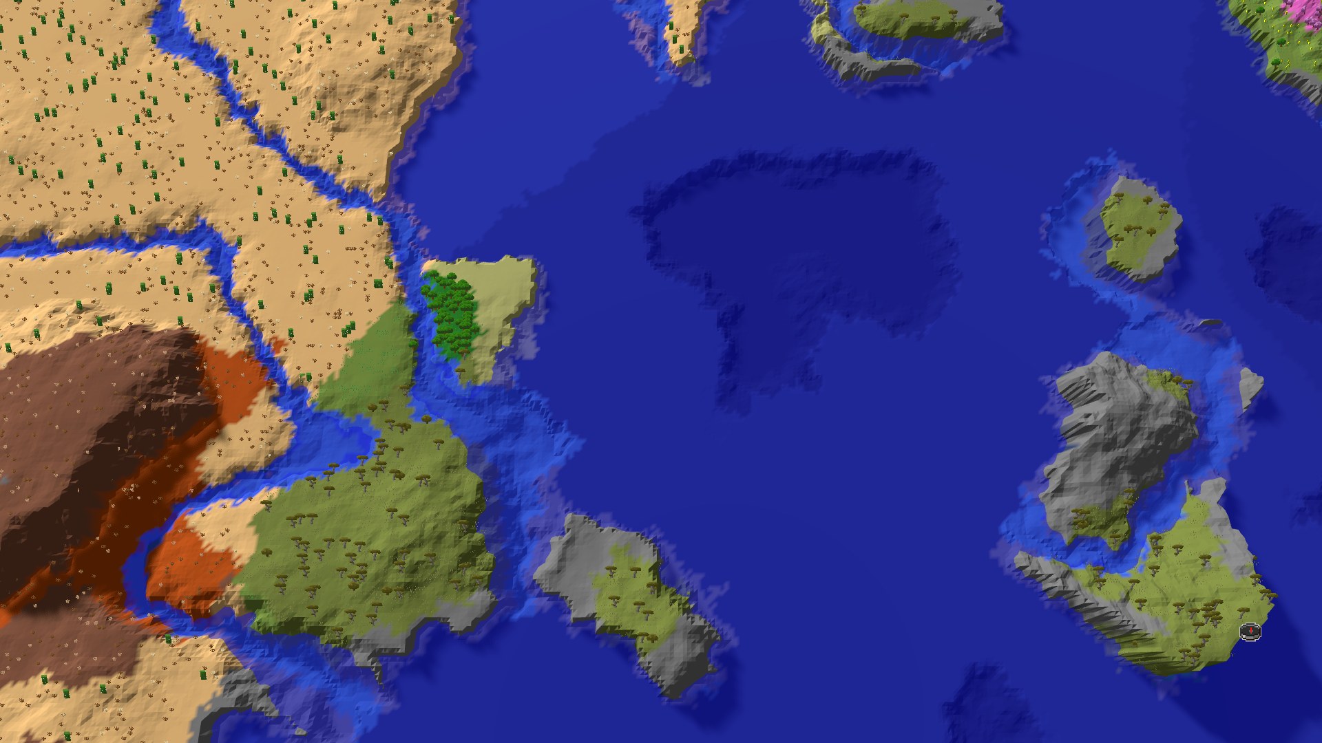 Aerial 3D overview 500 blocks NW of spawn