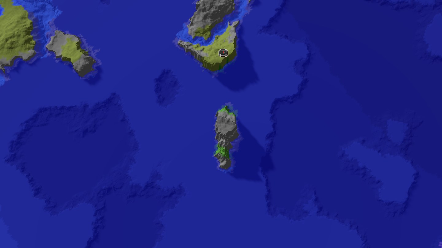 Aerial Minecraft seed map — Crashed into an island