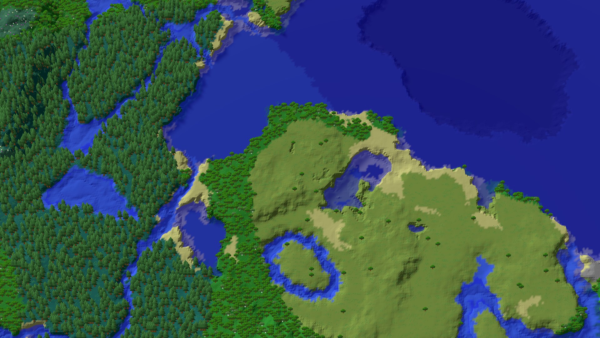 Aerial 3D overview 500 blocks NW of spawn