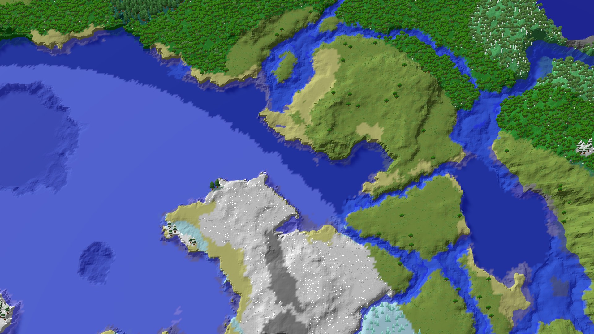 Aerial 3D overview 500 blocks SW of spawn