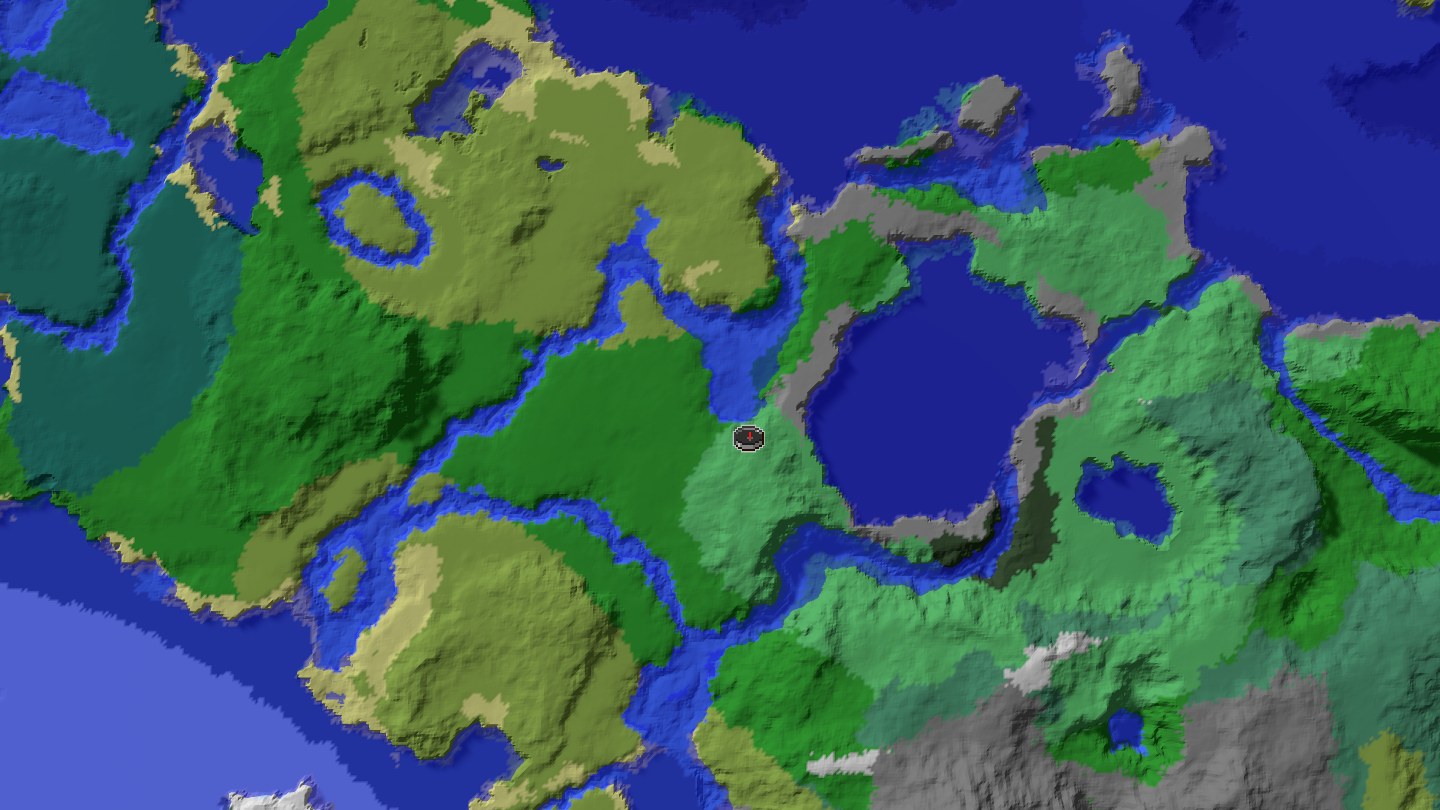 Aerial Minecraft seed map — +138 million blocks mushroom island surrounding an island !