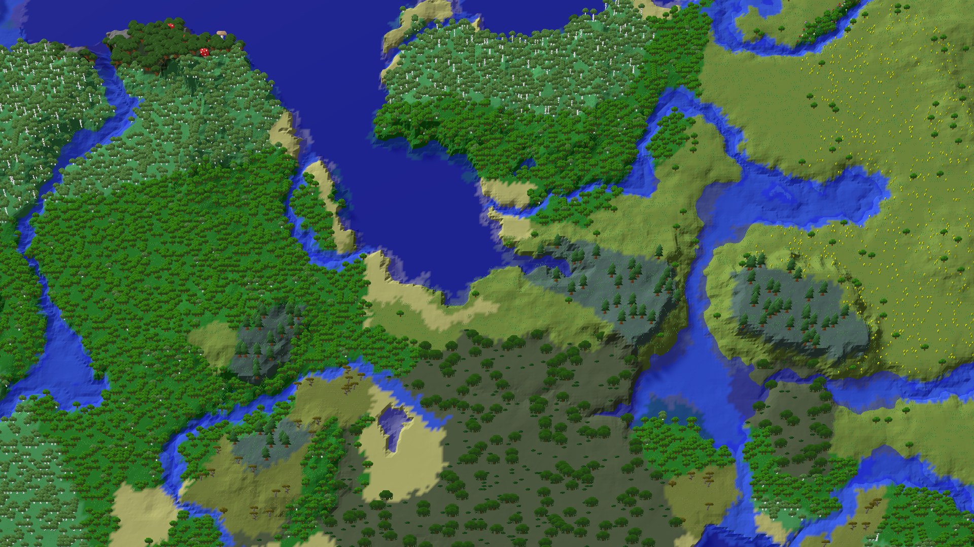 Aerial 3D overview 500 blocks NW of spawn