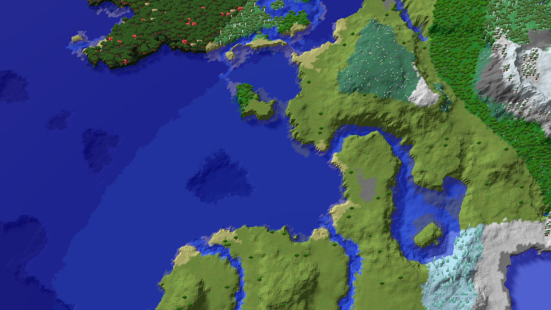 Aerial 3D overview 500 blocks SE of spawn