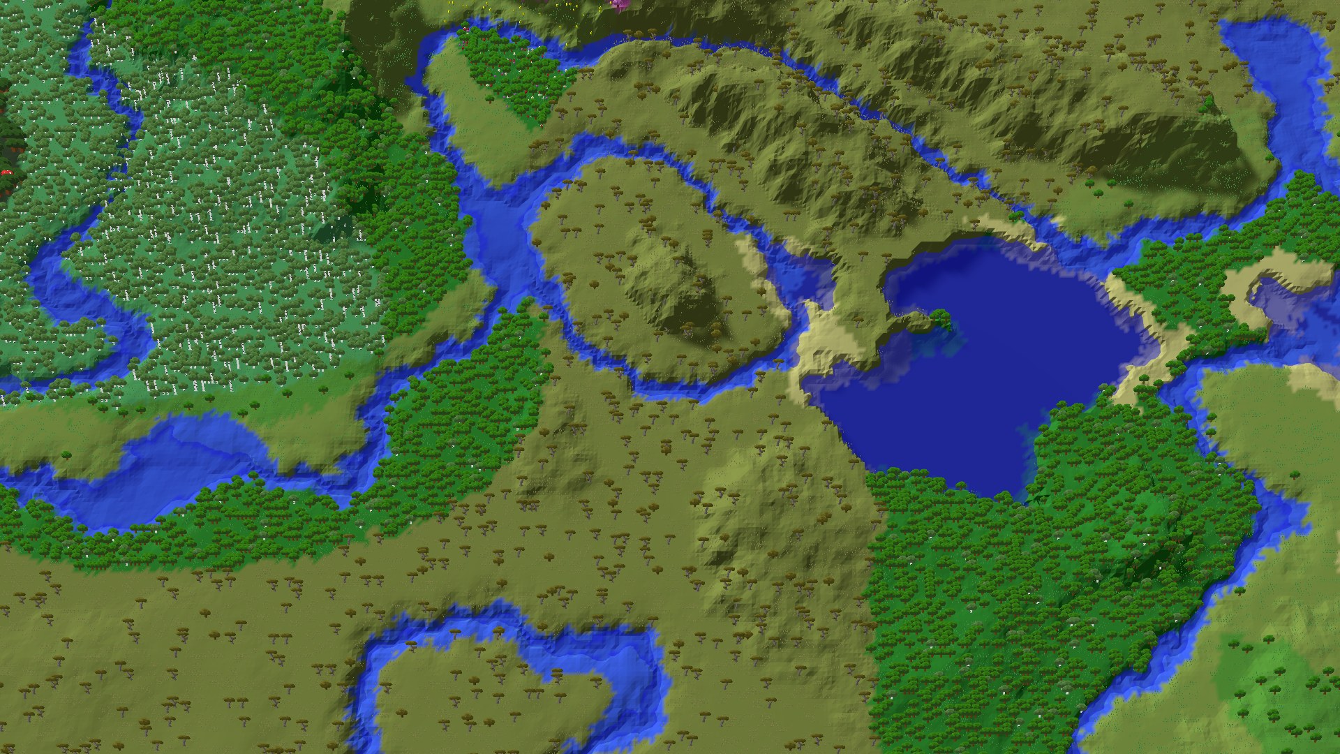 Aerial 3D overview 500 blocks NW of spawn