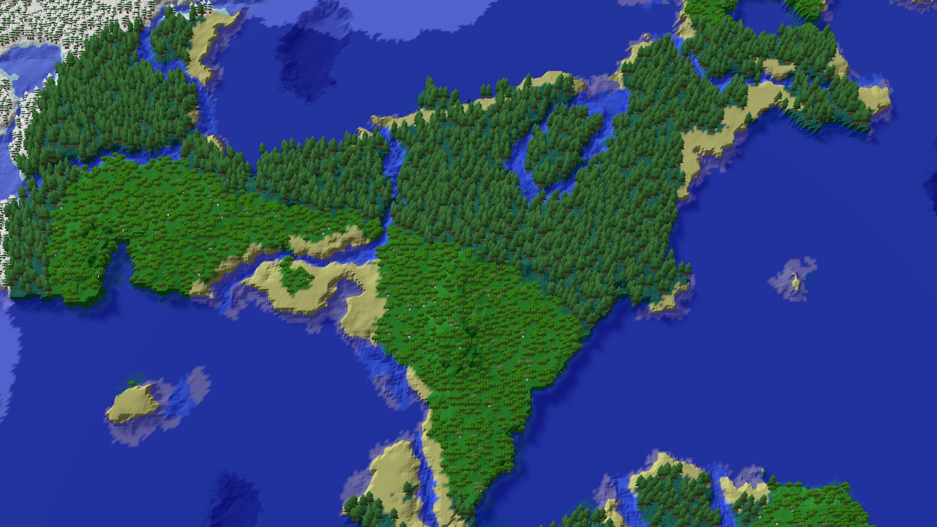 Aerial 3D overview 500 blocks NE of spawn