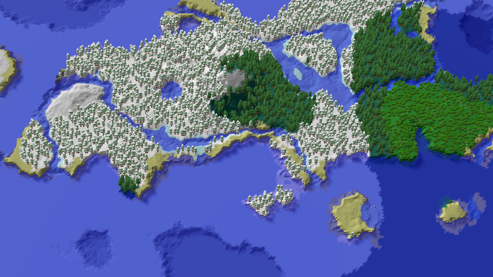 Aerial 3D overview 500 blocks NW of spawn