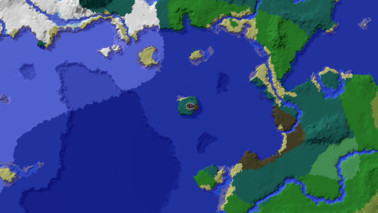 Aerial Minecraft seed map — Survival island spawn that works on Java and Bedrock 1.21 [-5461740413975858414]