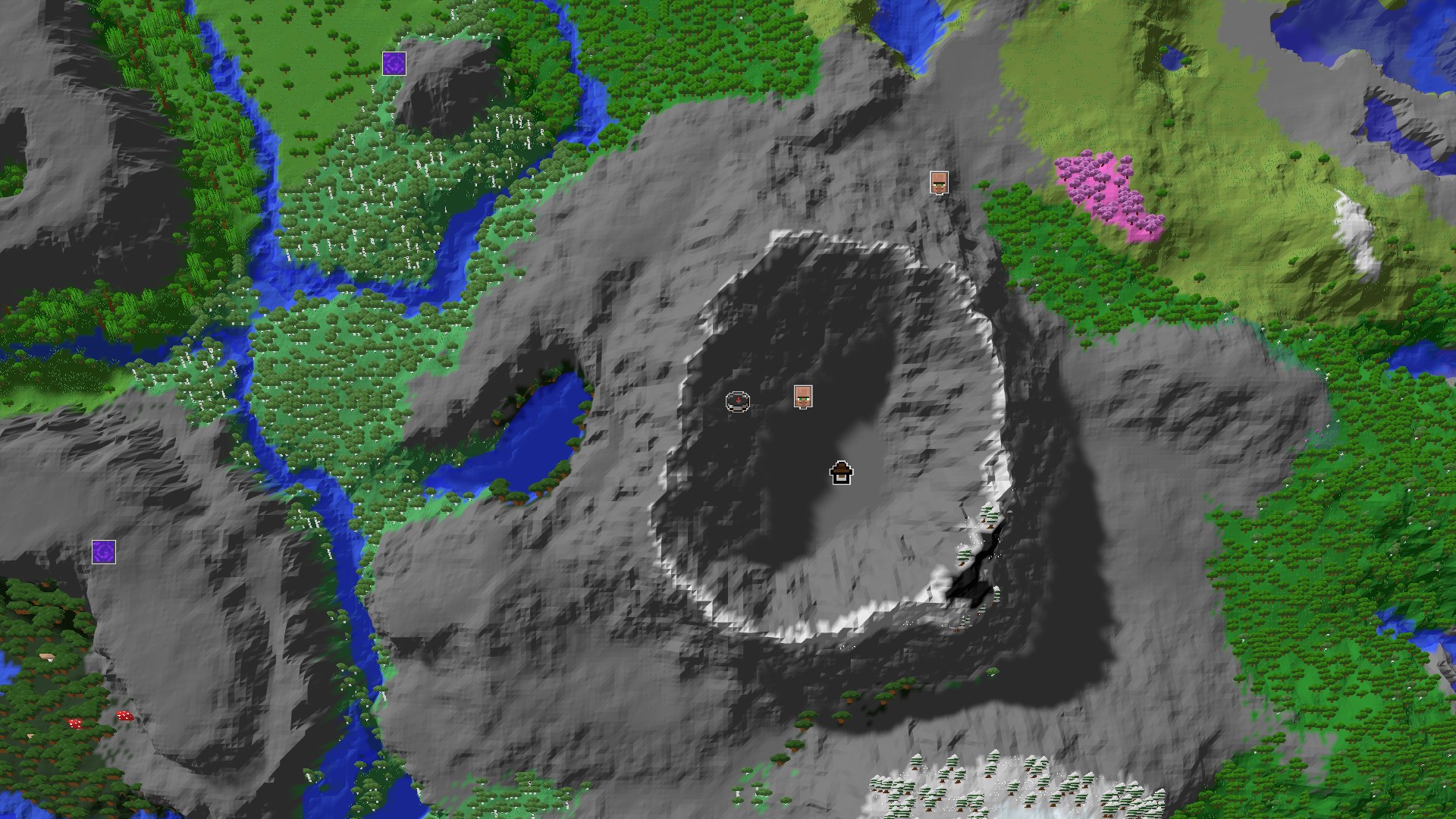 3D perspective view of the seed with structure markers