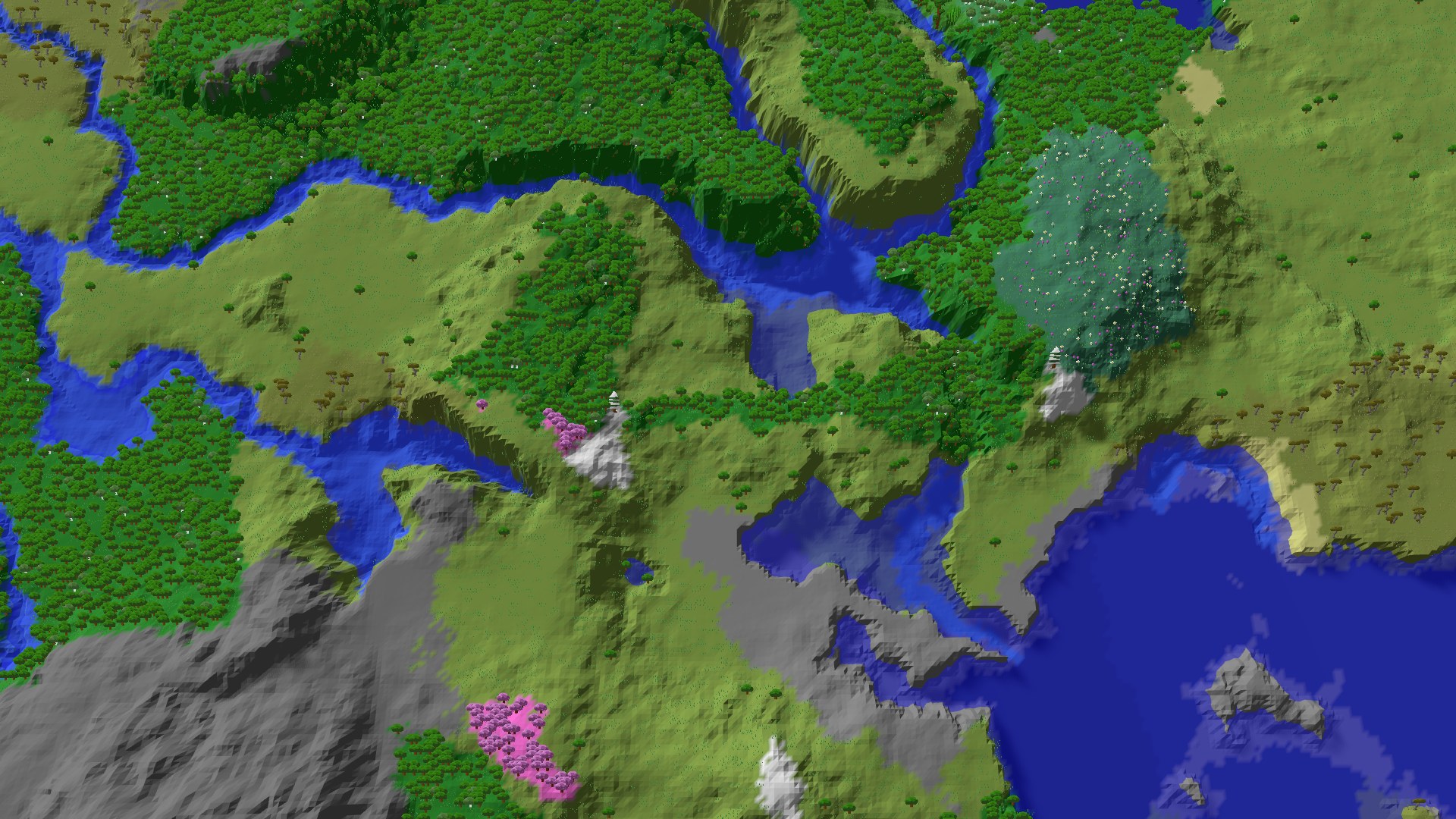 Aerial 3D overview 500 blocks NE of spawn