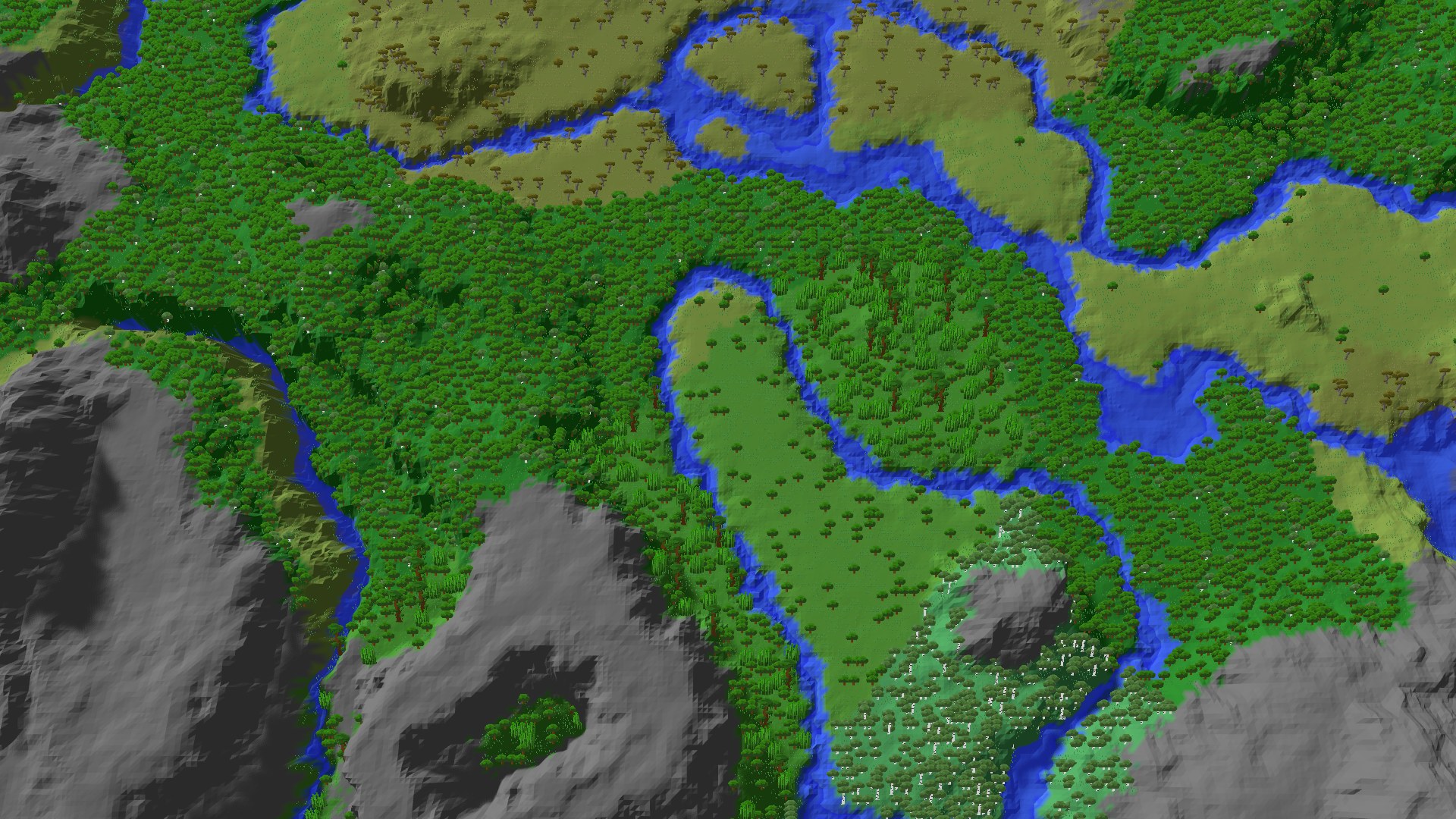Aerial 3D overview 500 blocks NW of spawn