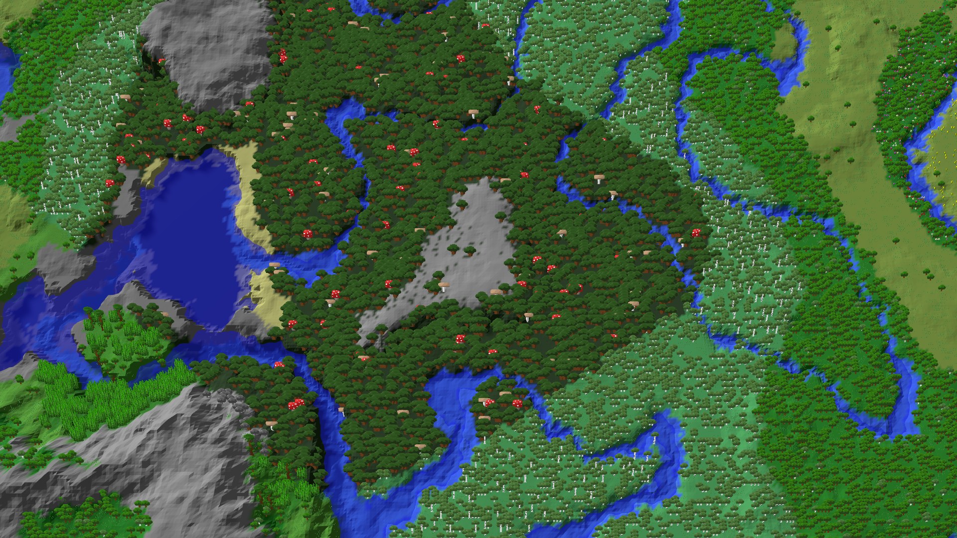 Aerial 3D overview 500 blocks NE of spawn