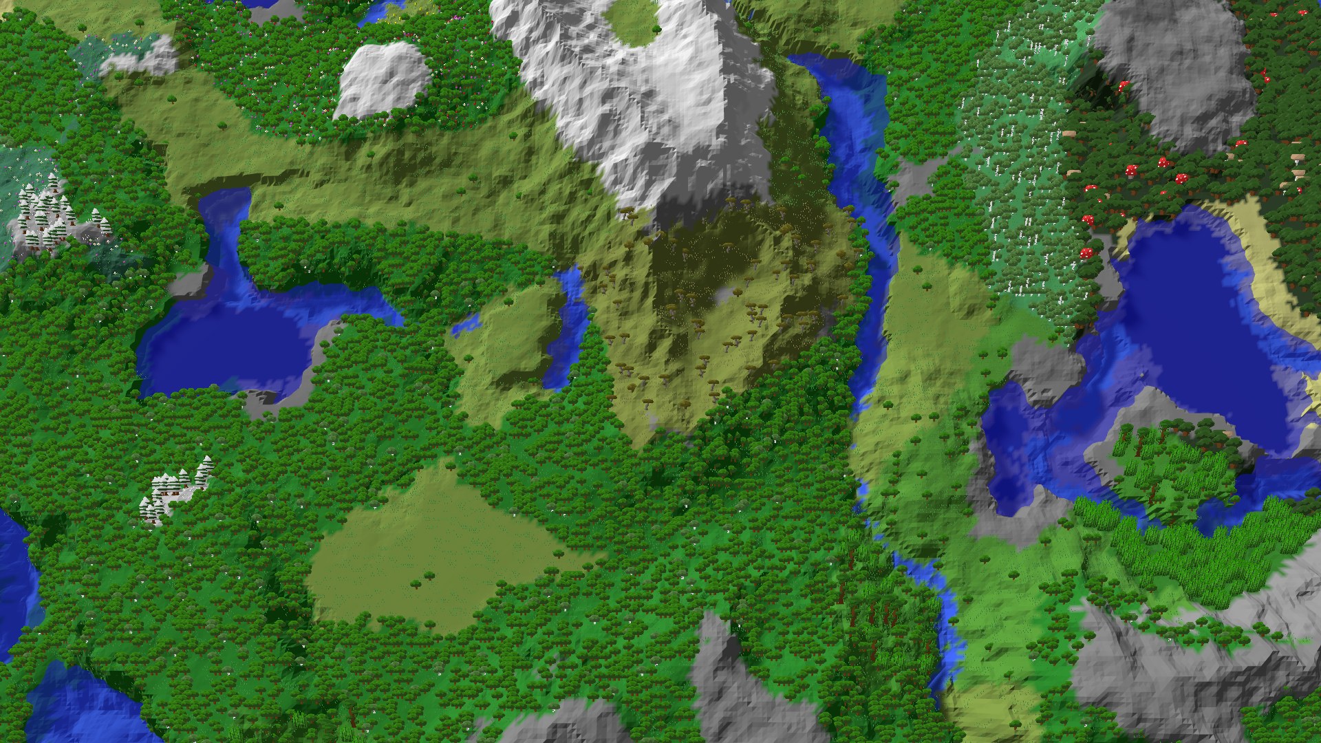 Aerial 3D overview 500 blocks NW of spawn