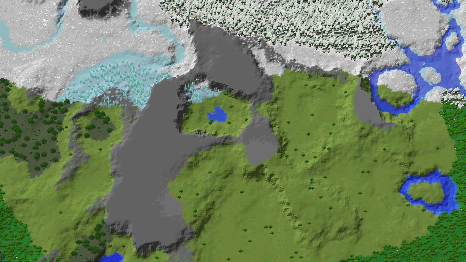 Aerial 3D overview 500 blocks NE of spawn
