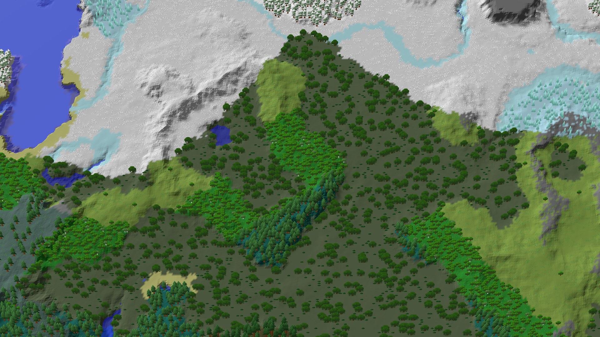 Aerial 3D overview 500 blocks NW of spawn