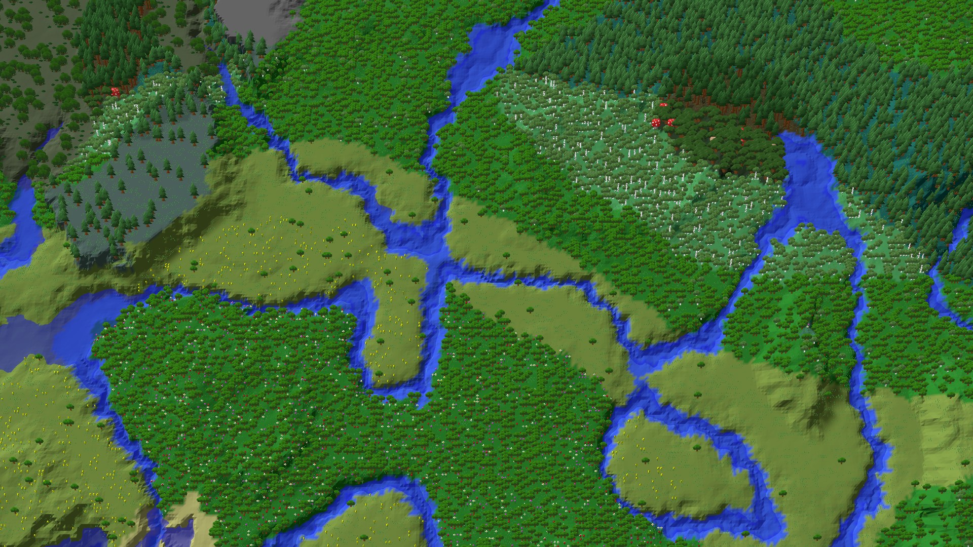 Aerial 3D overview 500 blocks SE of spawn