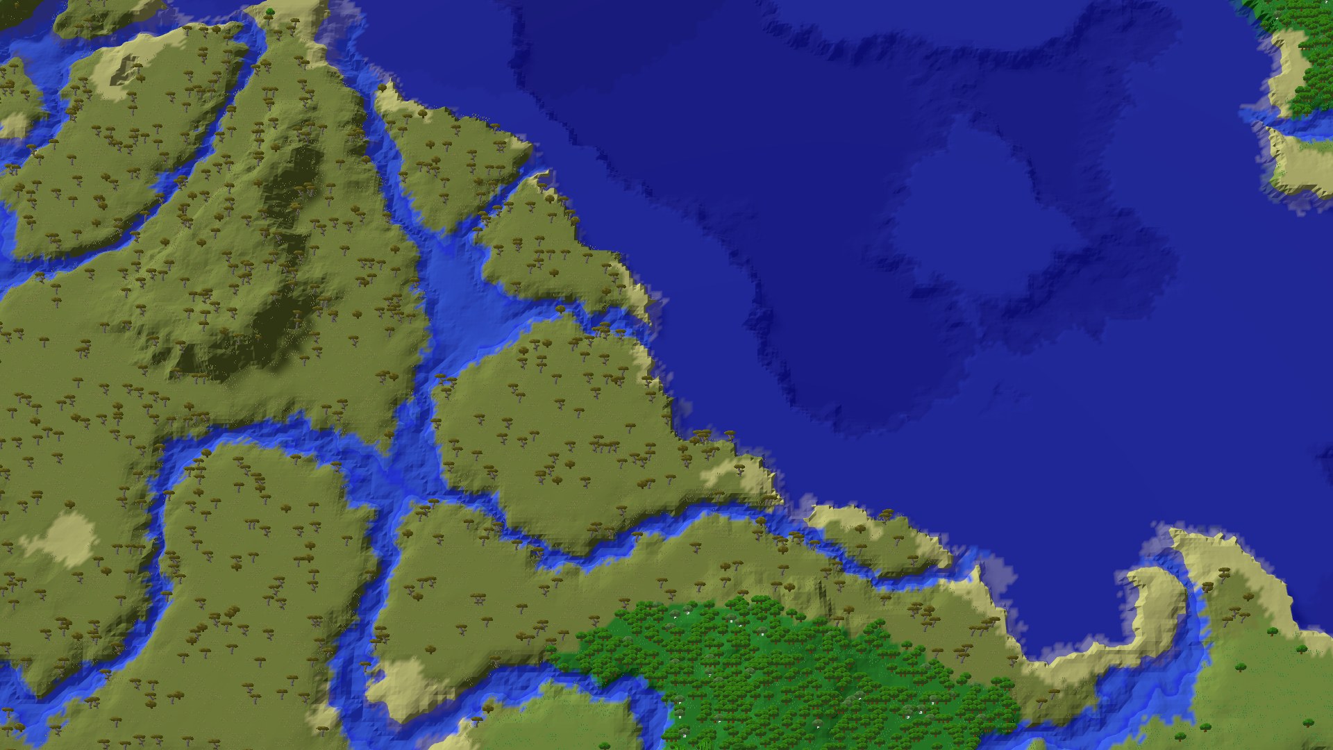 Aerial 3D overview 500 blocks NW of spawn