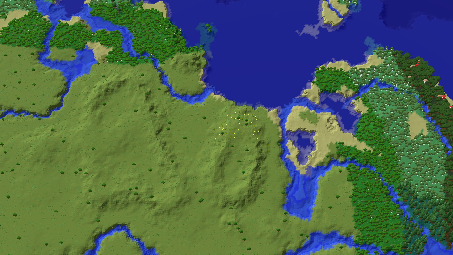 Aerial 3D overview 500 blocks NE of spawn