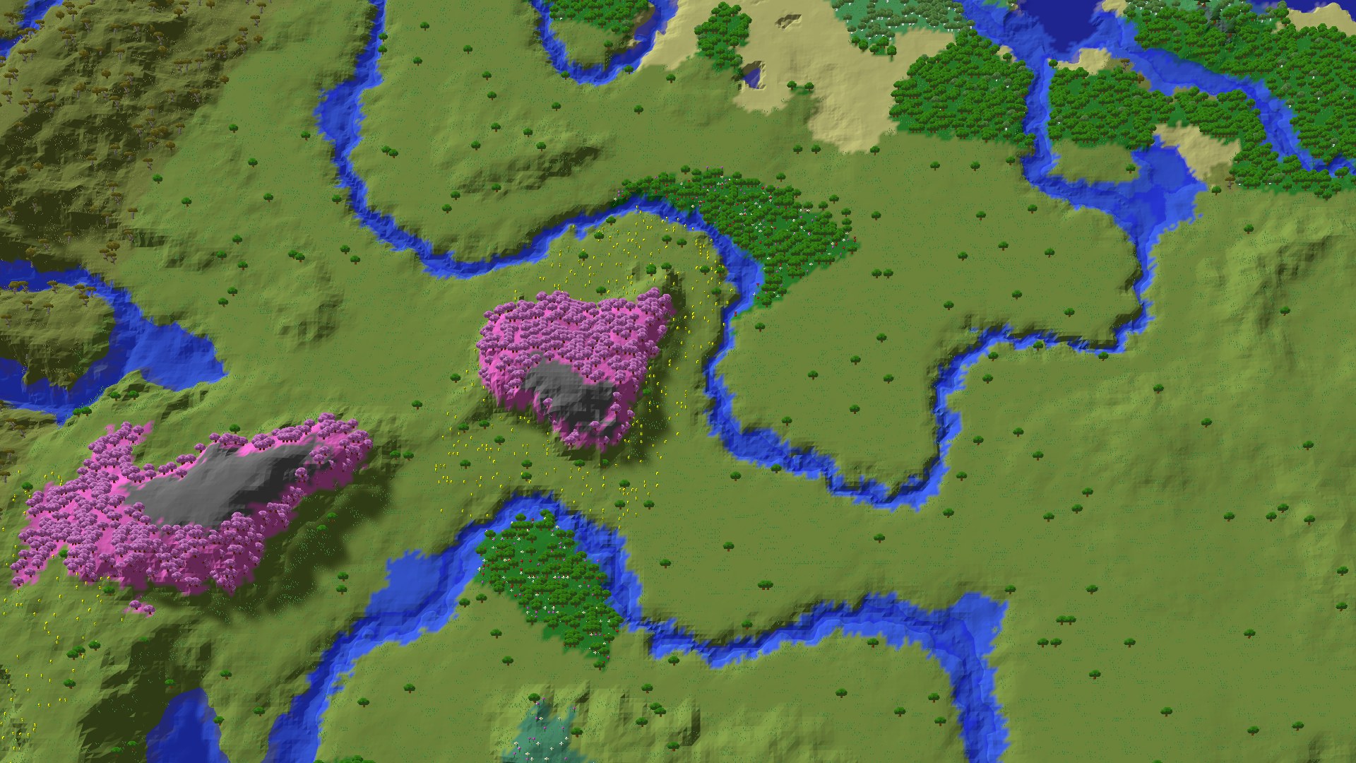 Aerial 3D overview 500 blocks NW of spawn