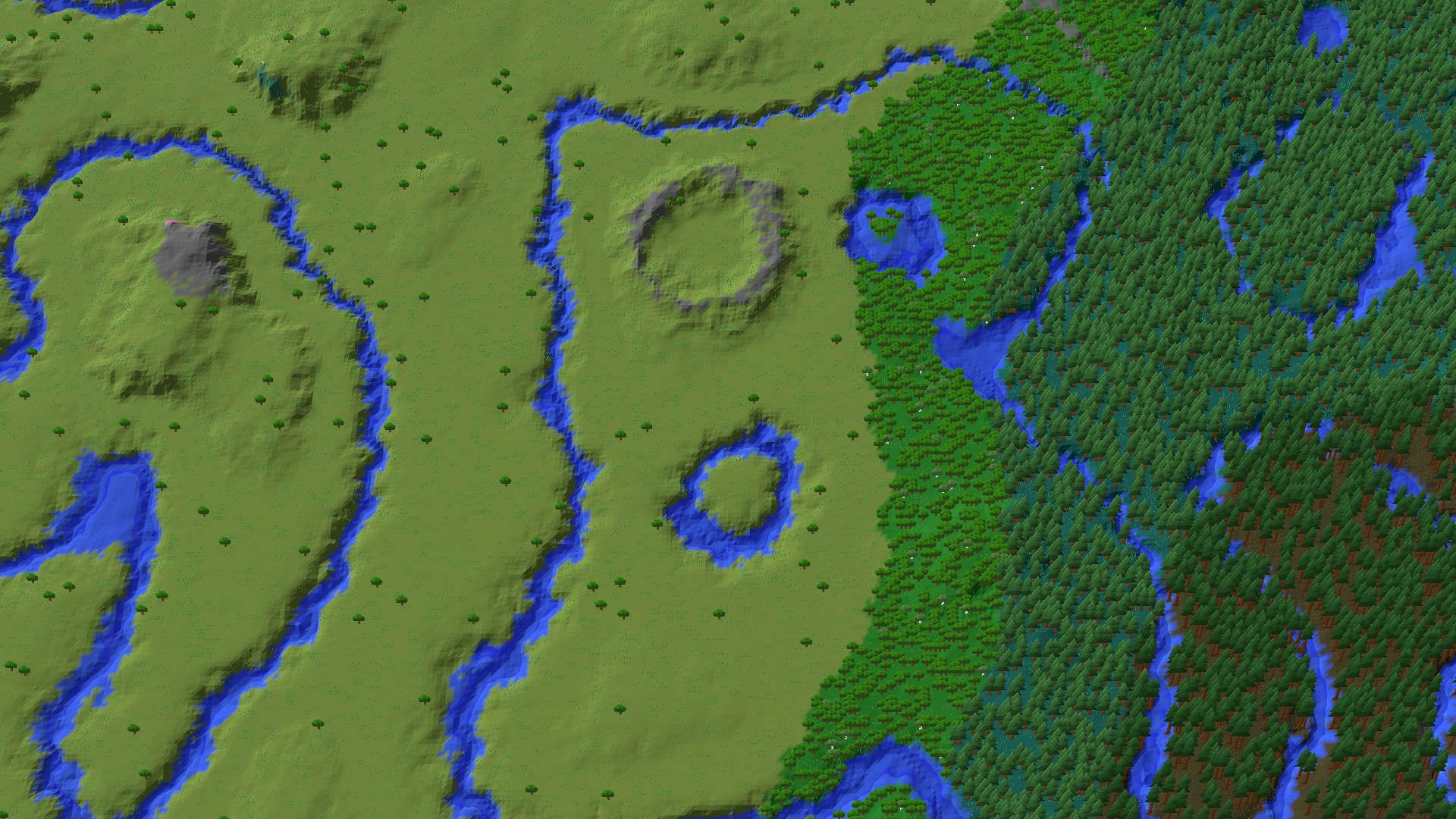 Aerial 3D overview 500 blocks SE of spawn