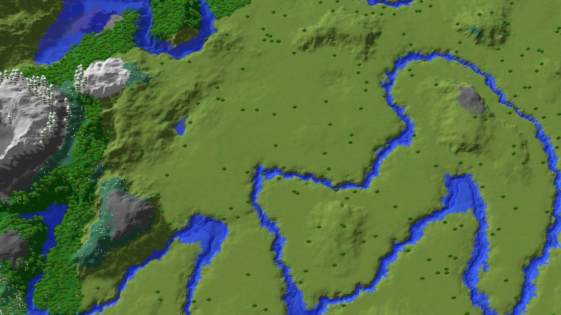 Aerial 3D overview 500 blocks SW of spawn