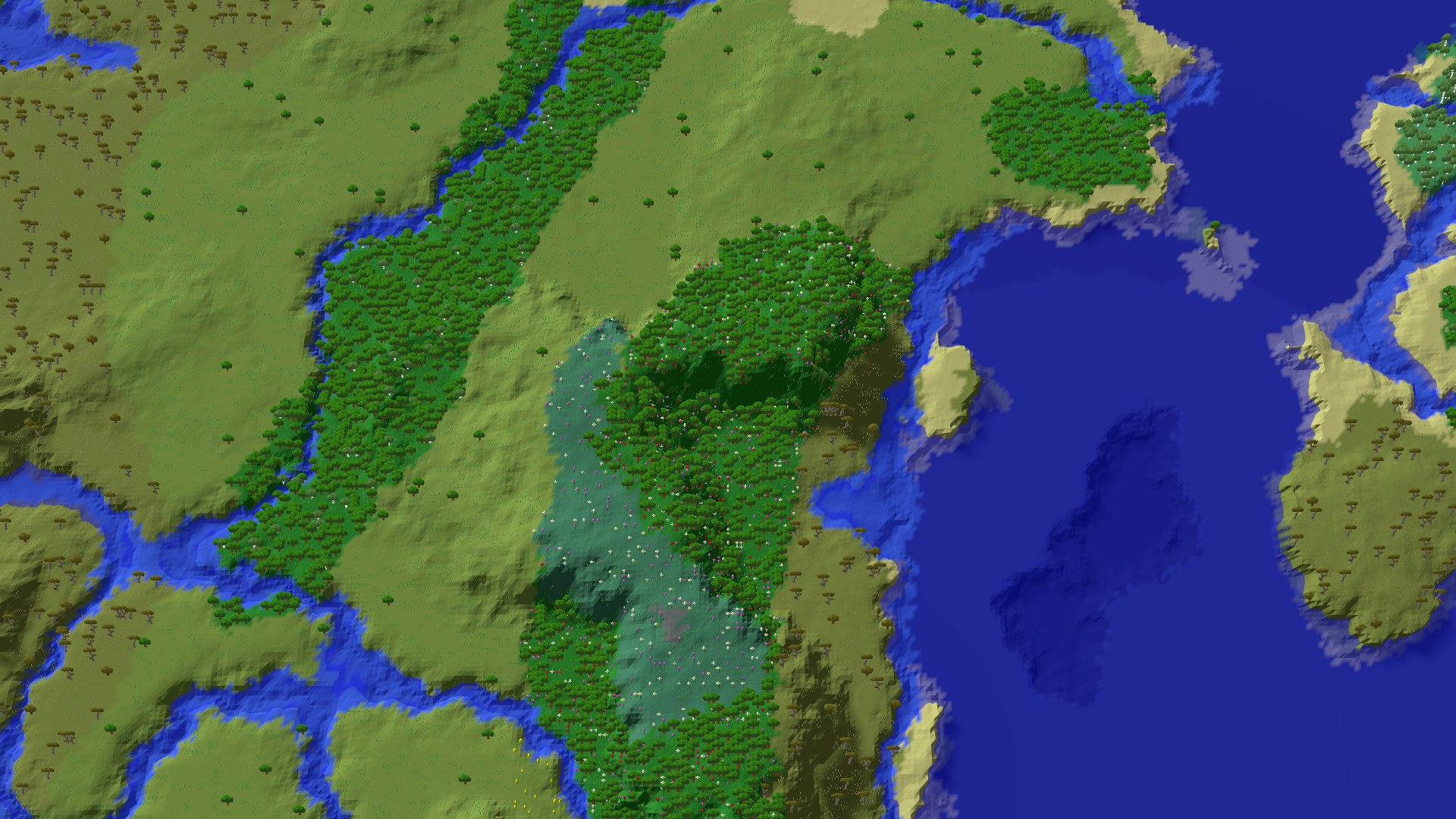 Aerial 3D overview 500 blocks NE of spawn