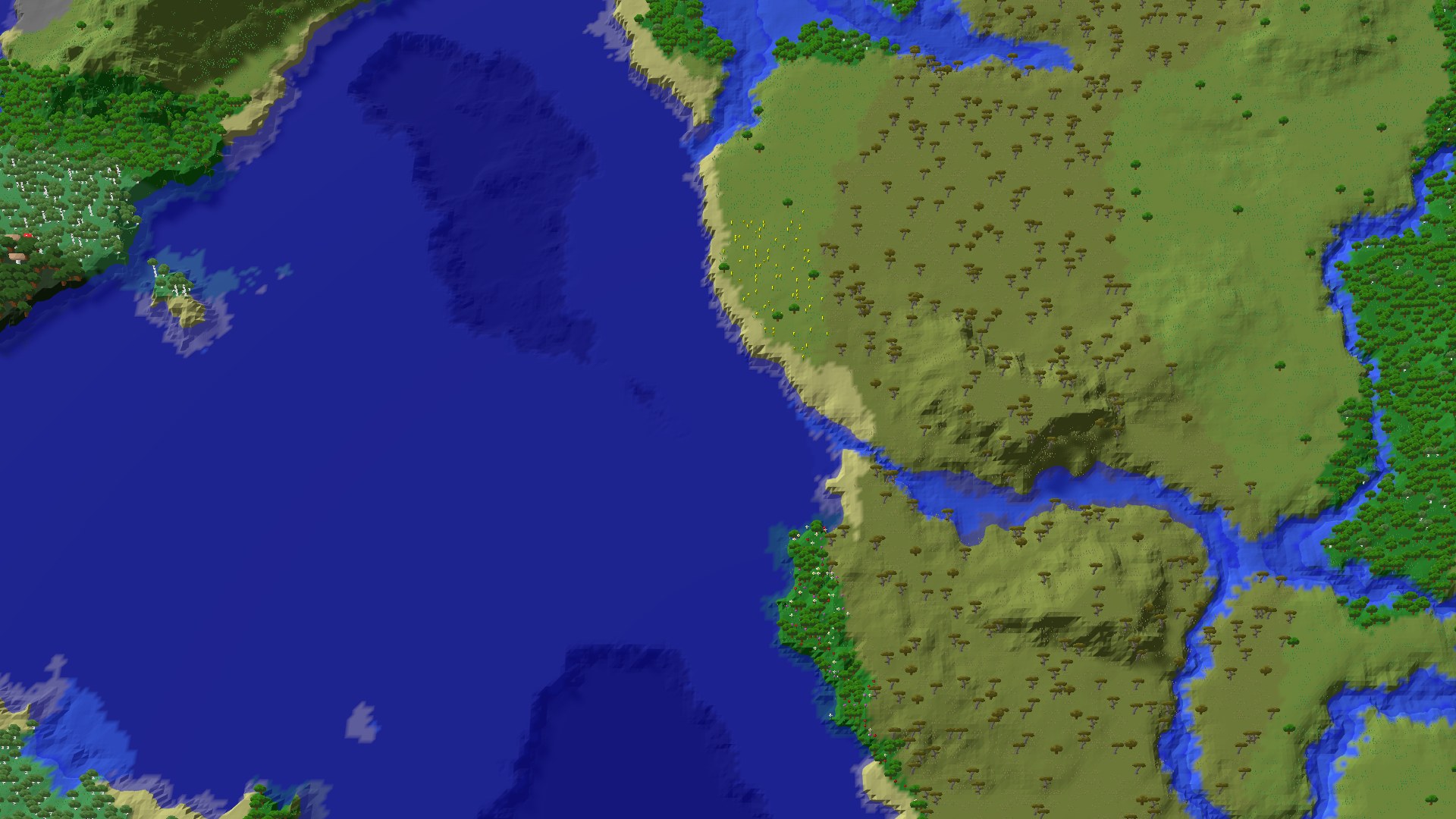 Aerial 3D overview 500 blocks NW of spawn