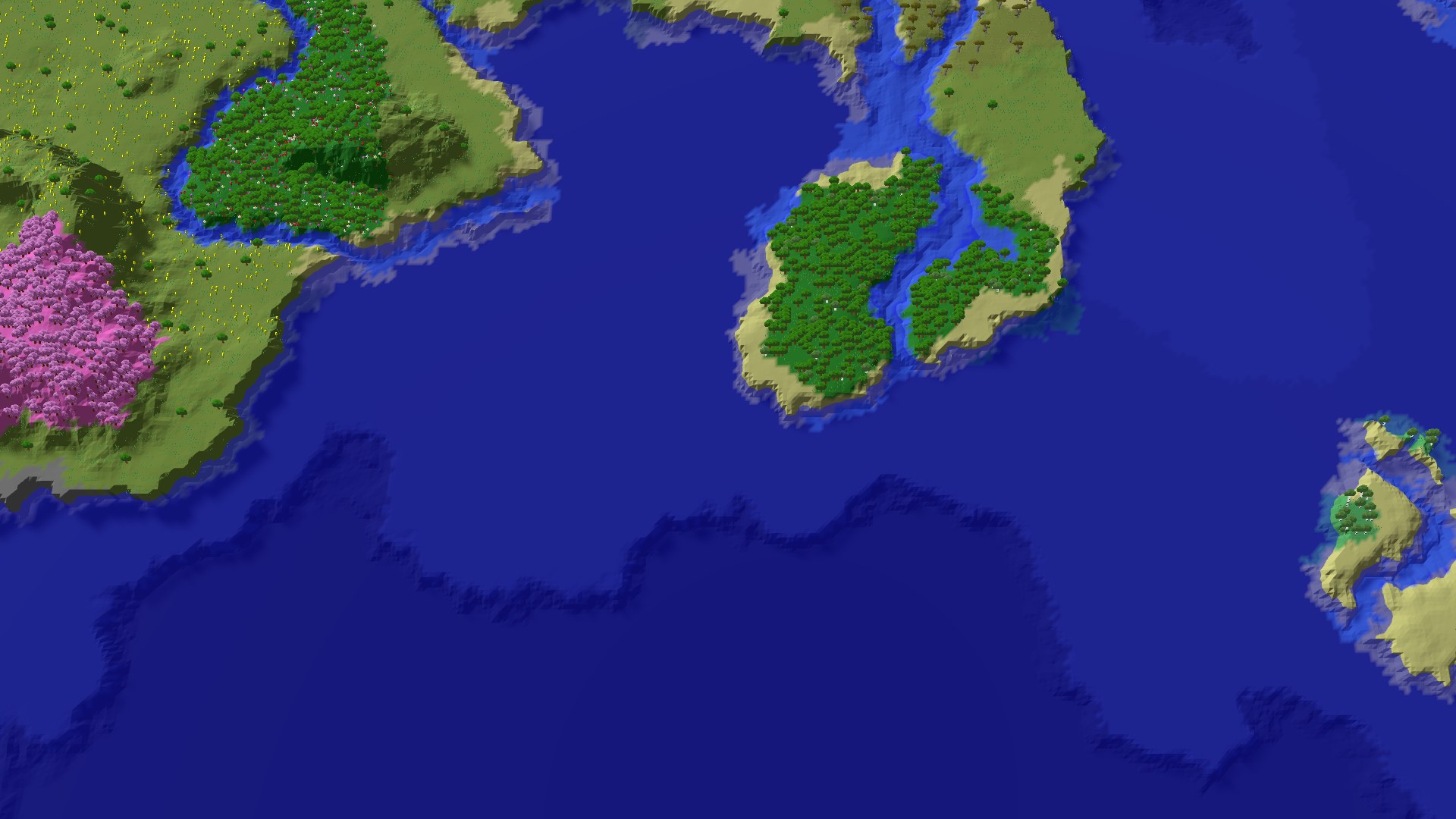 Aerial 3D overview 500 blocks SE of spawn
