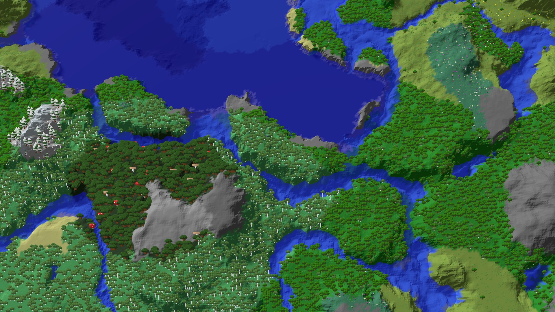 Aerial 3D overview 500 blocks NE of spawn
