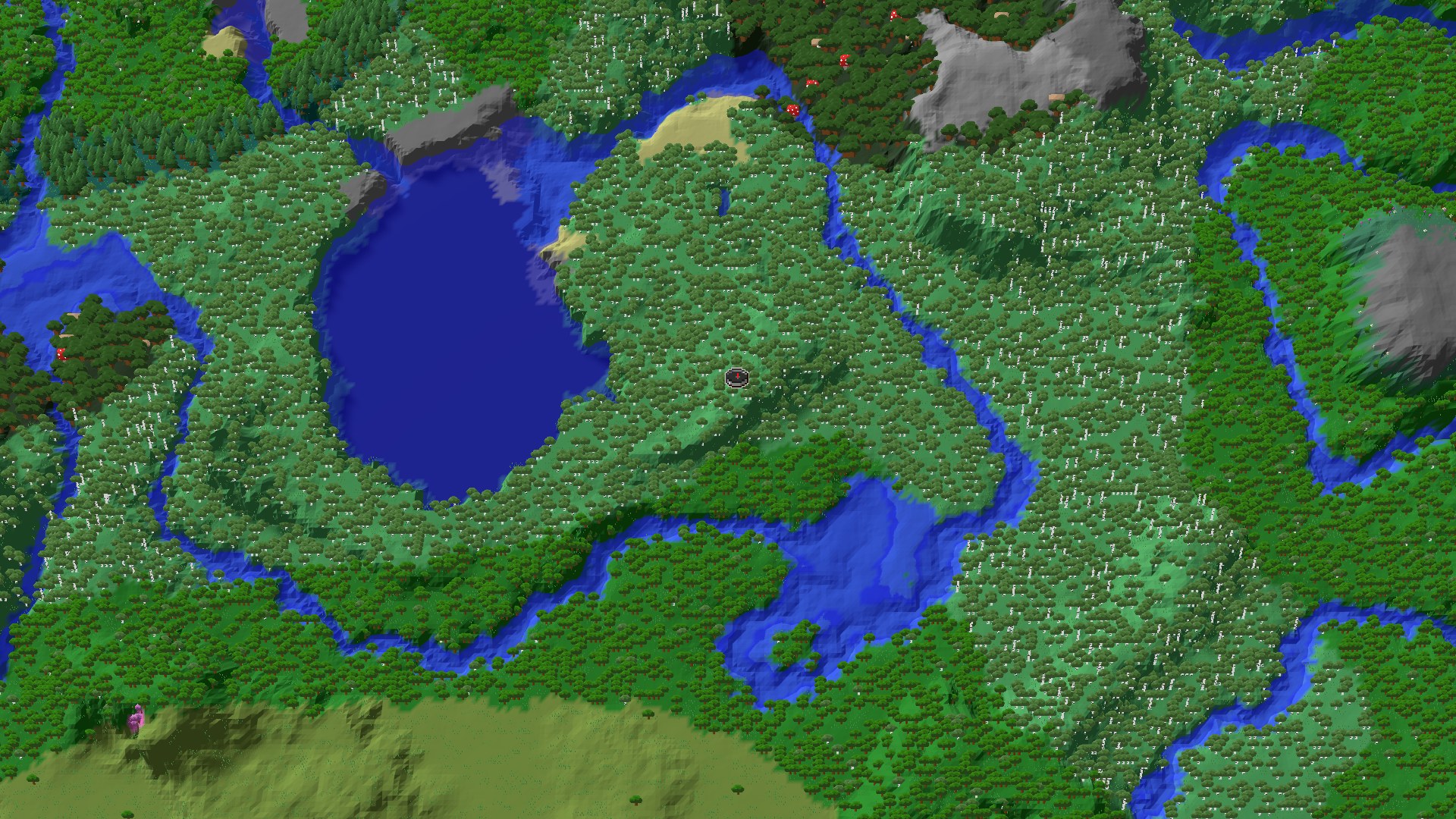 Aerial 3D overview of spawn